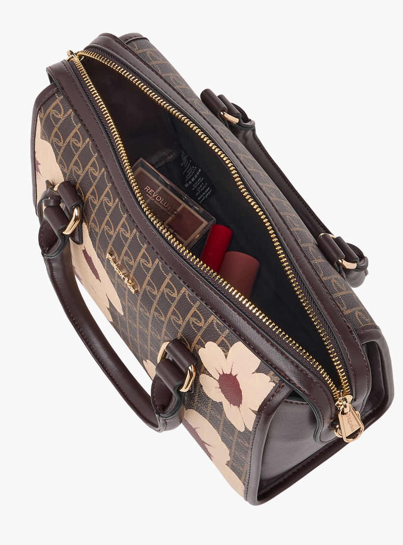 Paprika Monogram Print Tote Bag with Detachable Strap and Zip Closure-women-bagsandwallets-handbags-image-9
