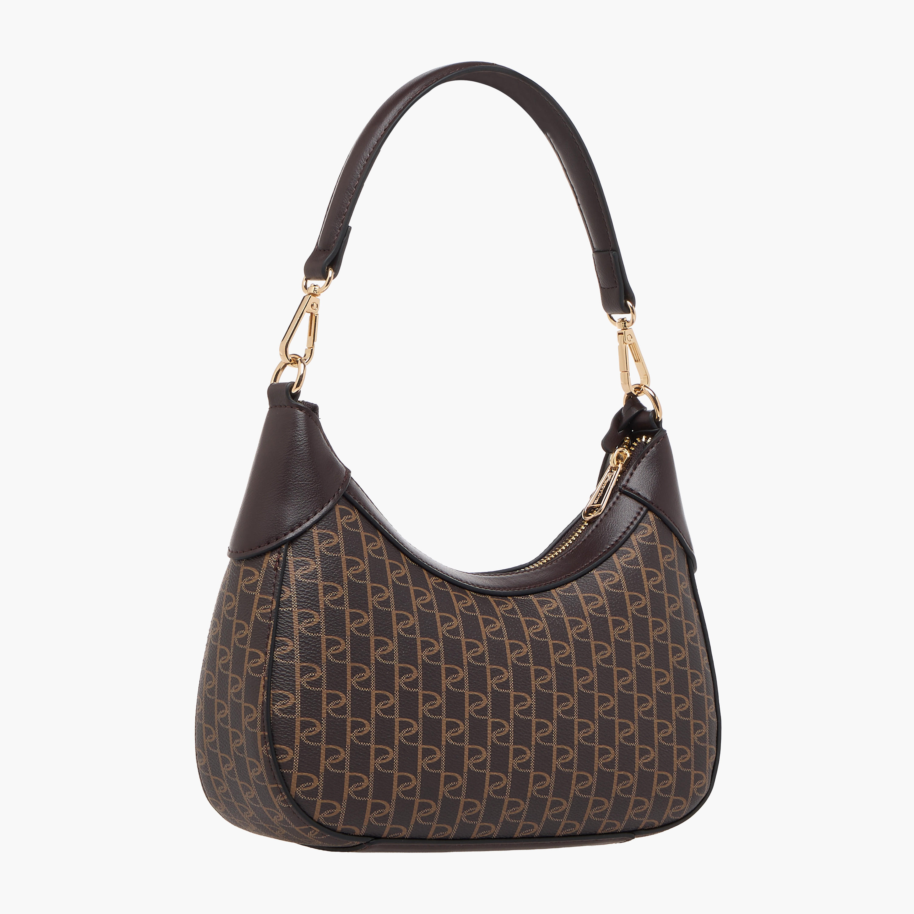 Paprika Monogram Print Shoulder Bag with Zip Closure-women-bagsandwallets-handbags-image-4