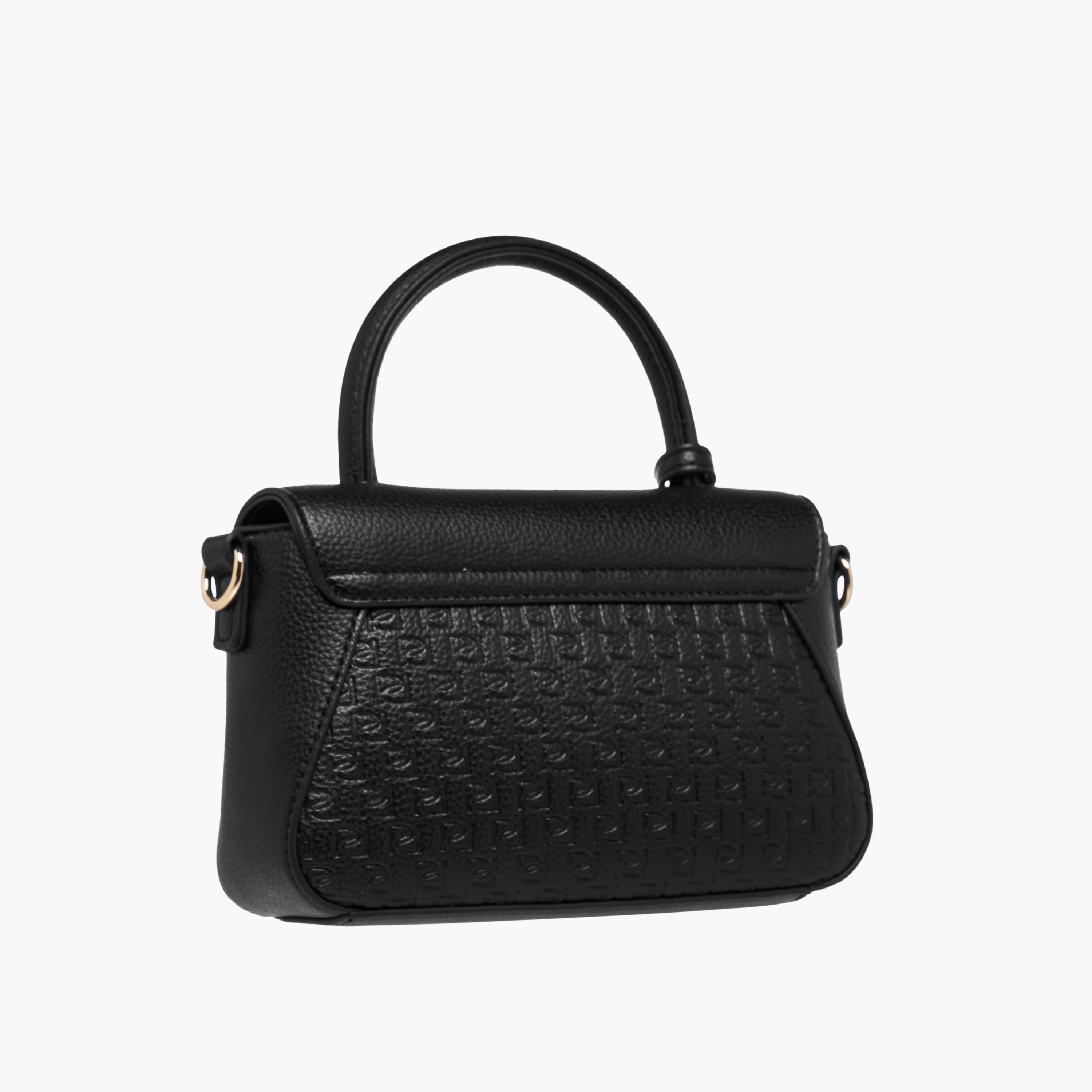 Paprika Monogram Embossed Satchel Bag with Button Closure-women-bagsandwallets-handbags-image-4