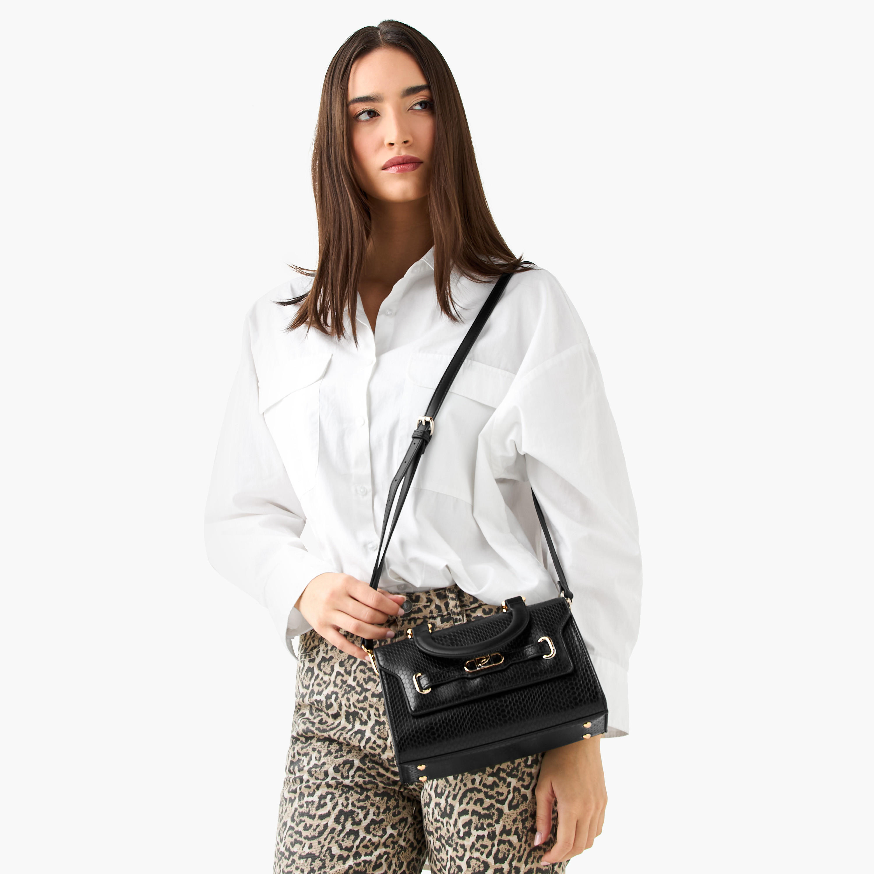 Paprika Textured Crossbody Bag with Adjustable Strap and Flap Closure-women-bagsandwallets-handbags-image-2