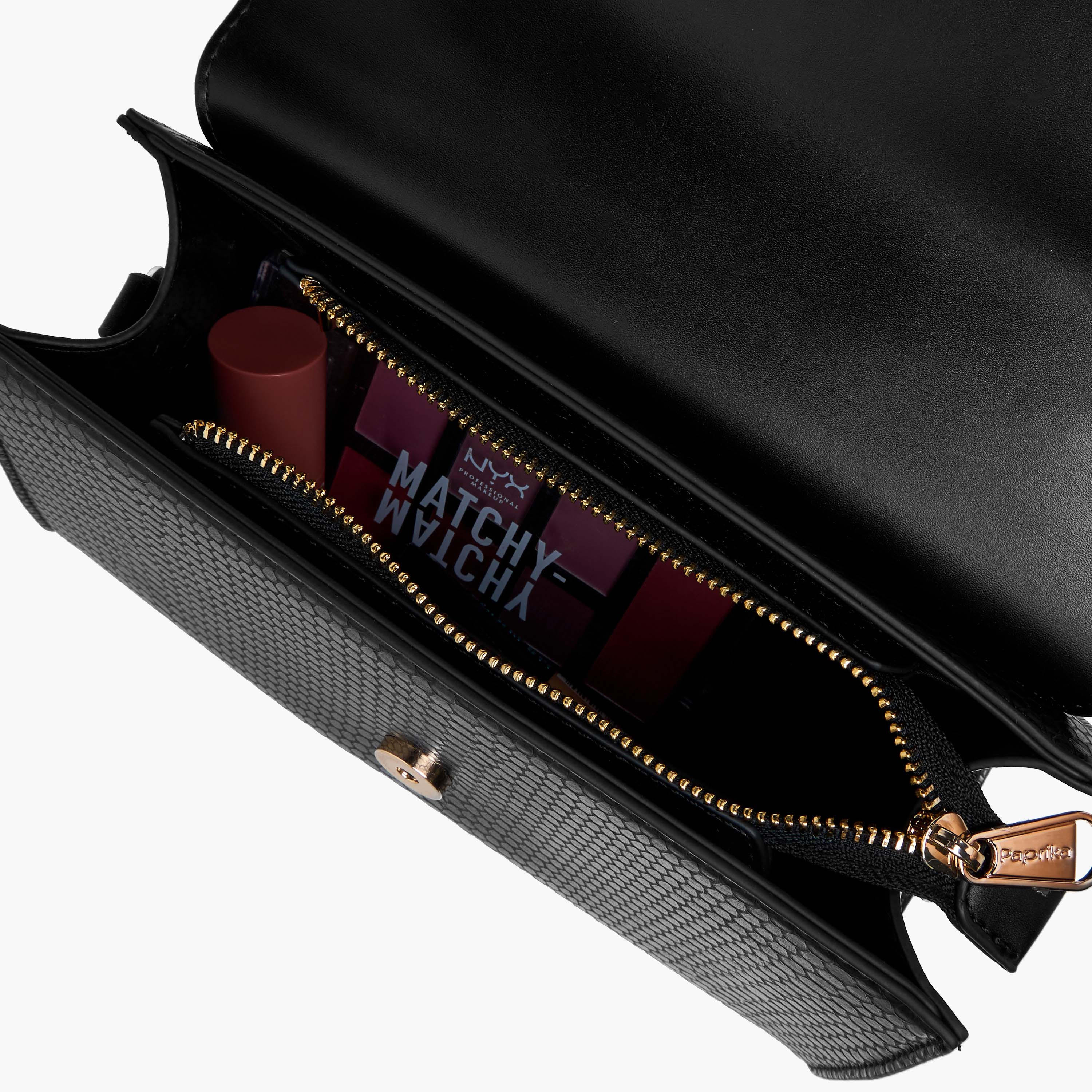 Paprika Textured Crossbody Bag with Adjustable Strap and Flap Closure-women-bagsandwallets-handbags-image-9