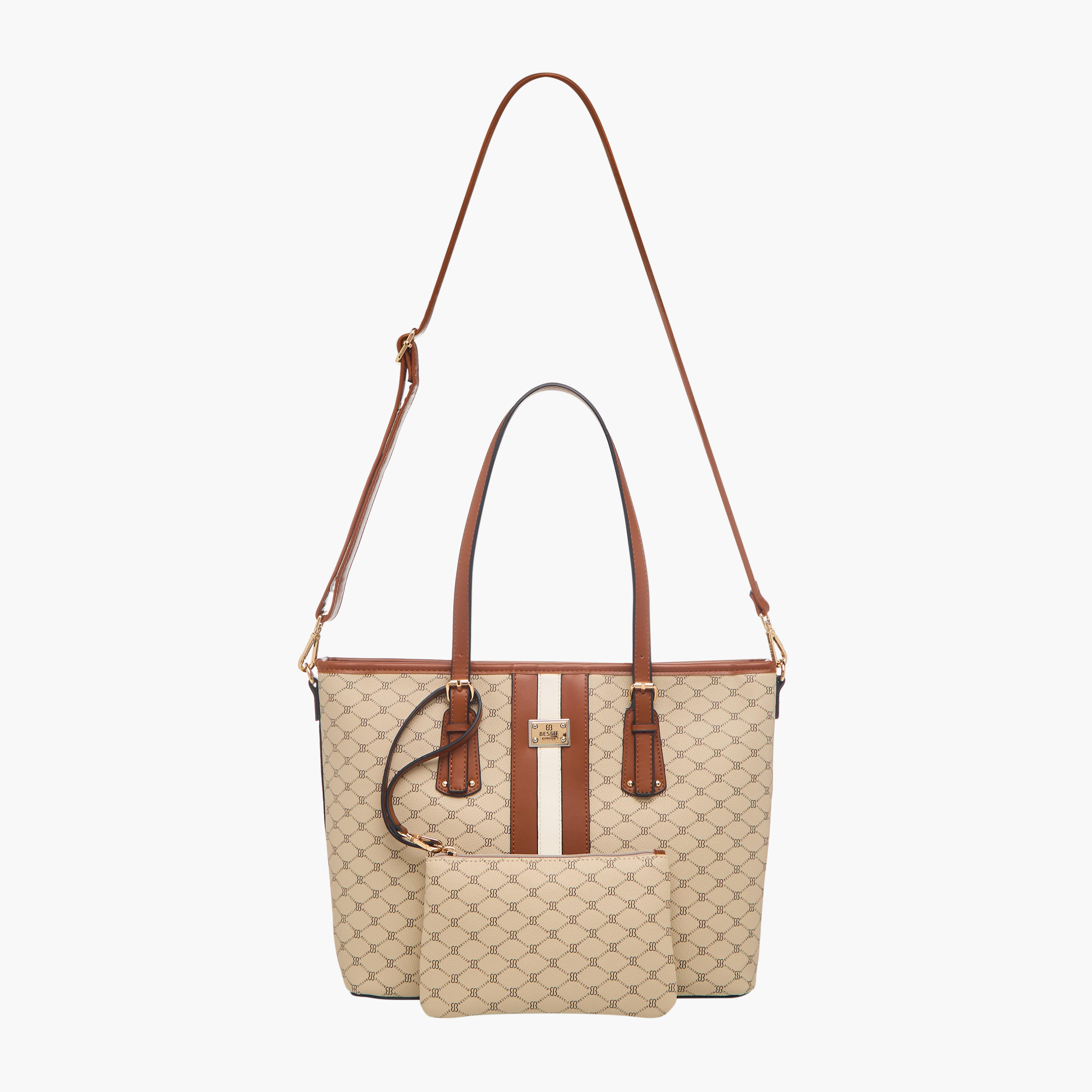Bessie London Monogram Print Tote Bag with Detachable Pouch-women-bagsandwallets-handbags-image-3