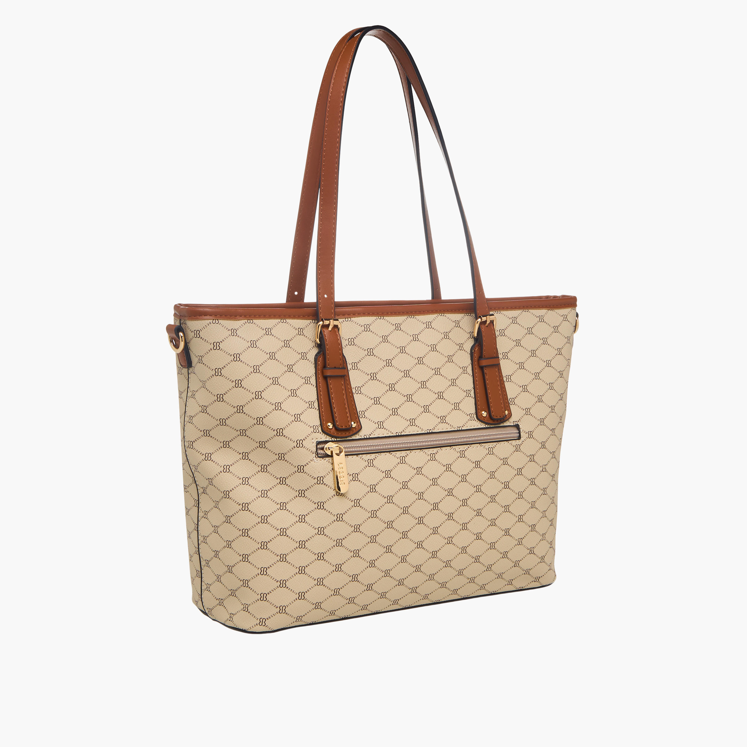Bessie London Monogram Print Tote Bag with Detachable Pouch-women-bagsandwallets-handbags-image-4