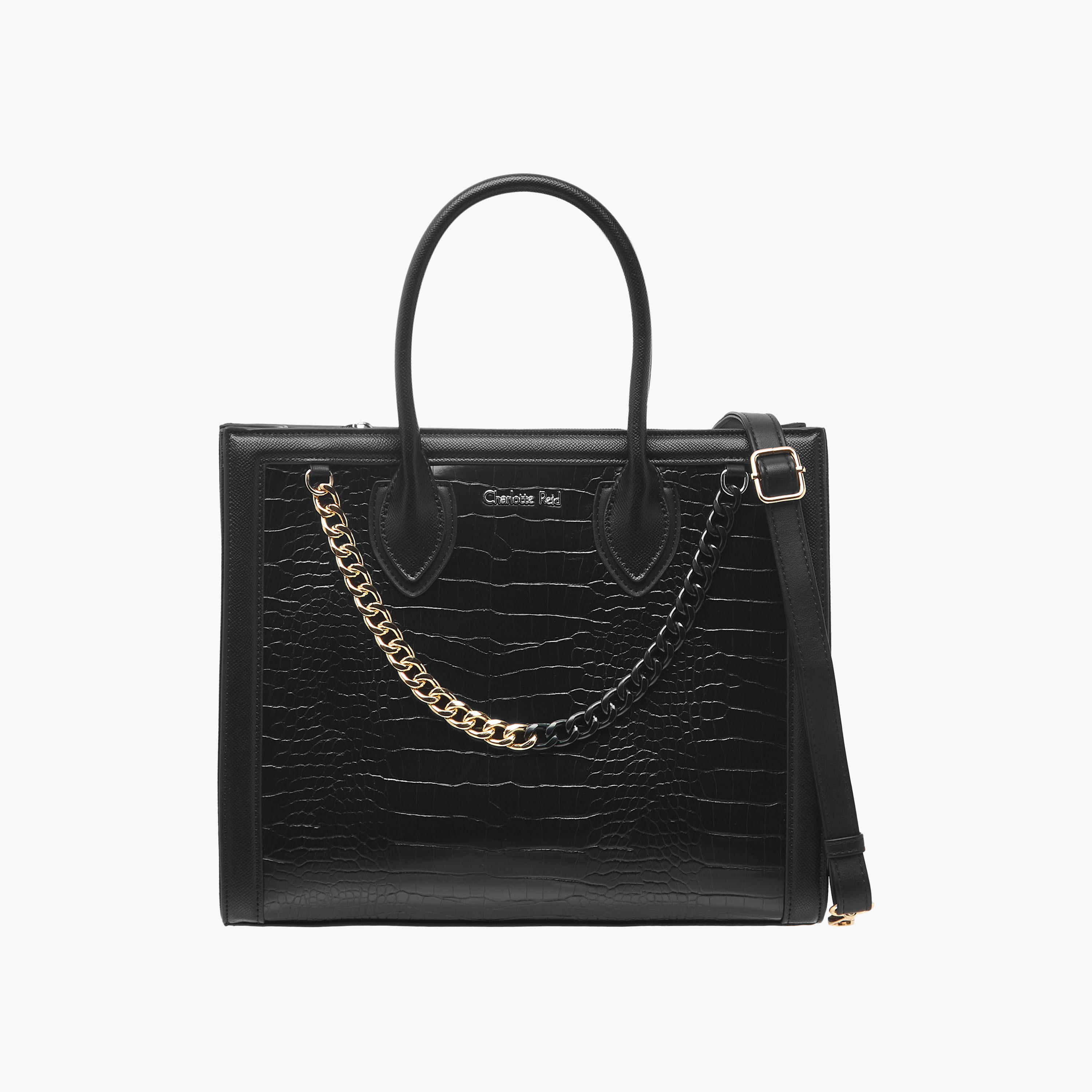 Charlotte Reid Textured Tote Bag with Chain Charm-women-bagsandwallets-handbags-image-1