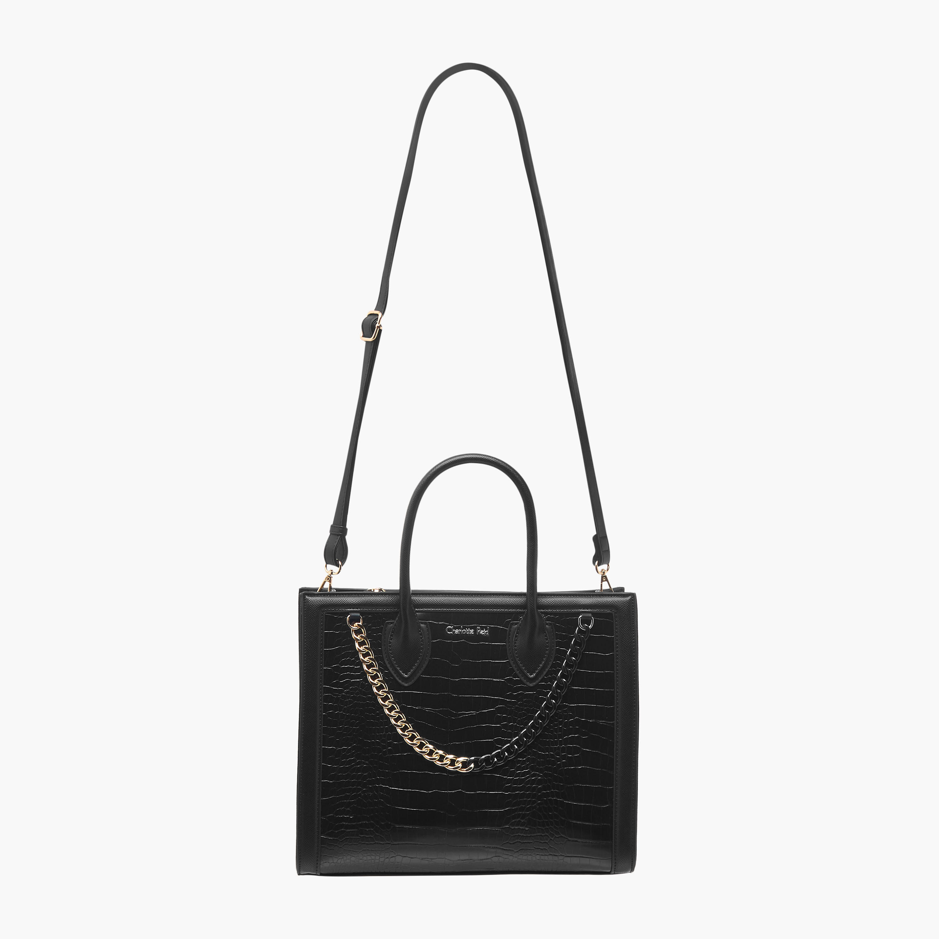 Charlotte Reid Textured Tote Bag with Chain Charm-women-bagsandwallets-handbags-image-2