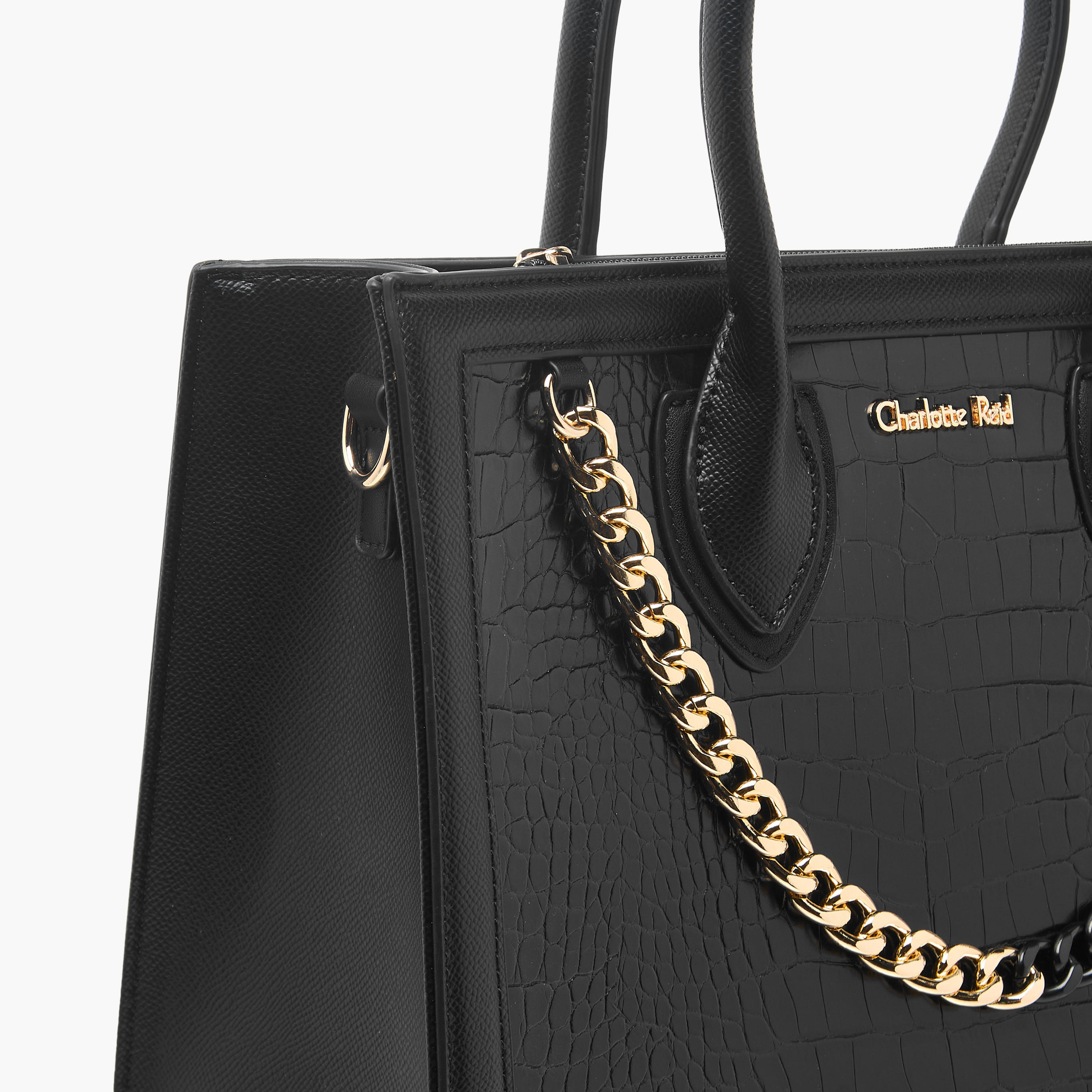 Charlotte Reid Textured Tote Bag with Chain Charm-women-bagsandwallets-handbags-image-4