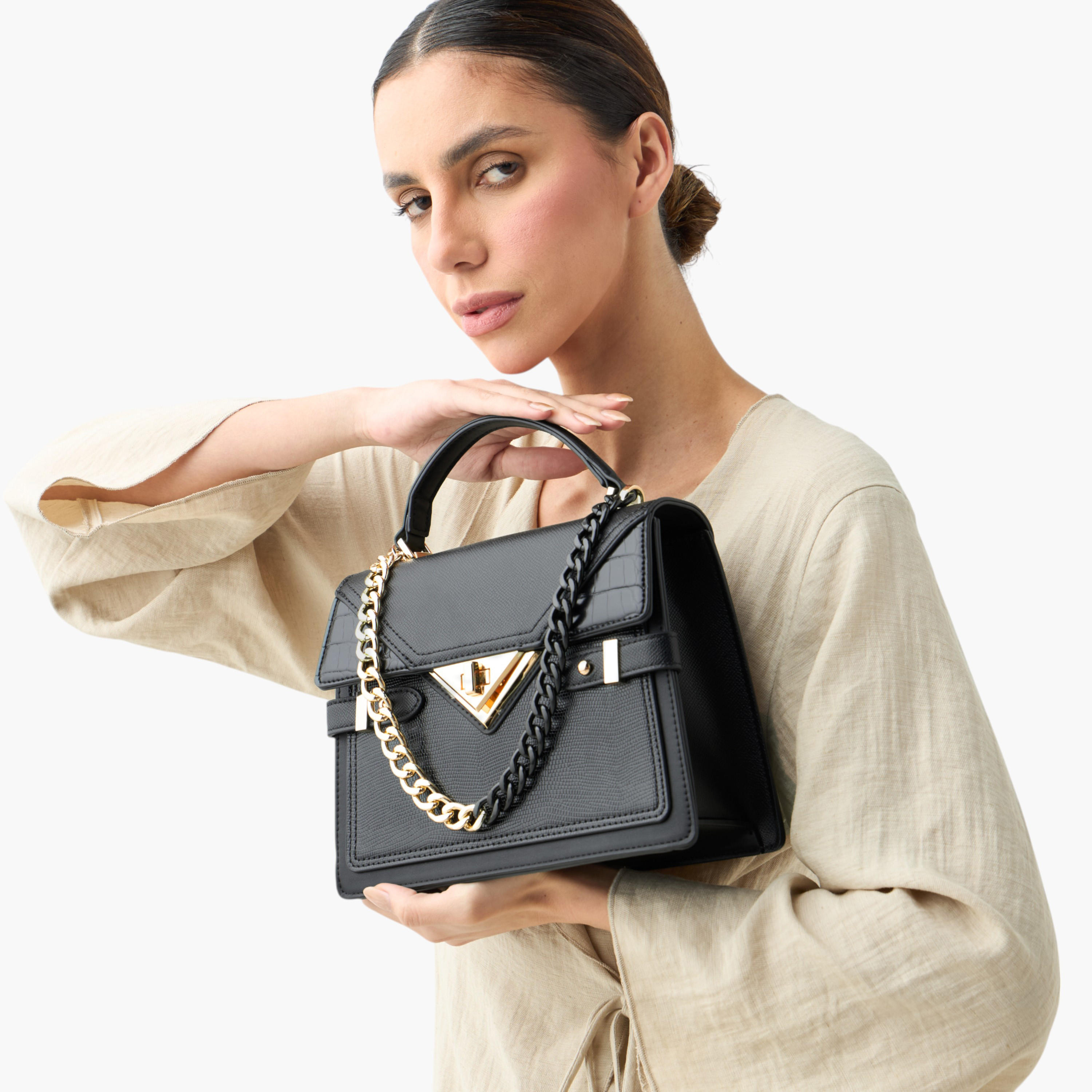 Charlotte Reid Solid Crossbody Bag with Detachable Strap and Twist Lock Closure-women-bagsandwallets-handbags-image-2