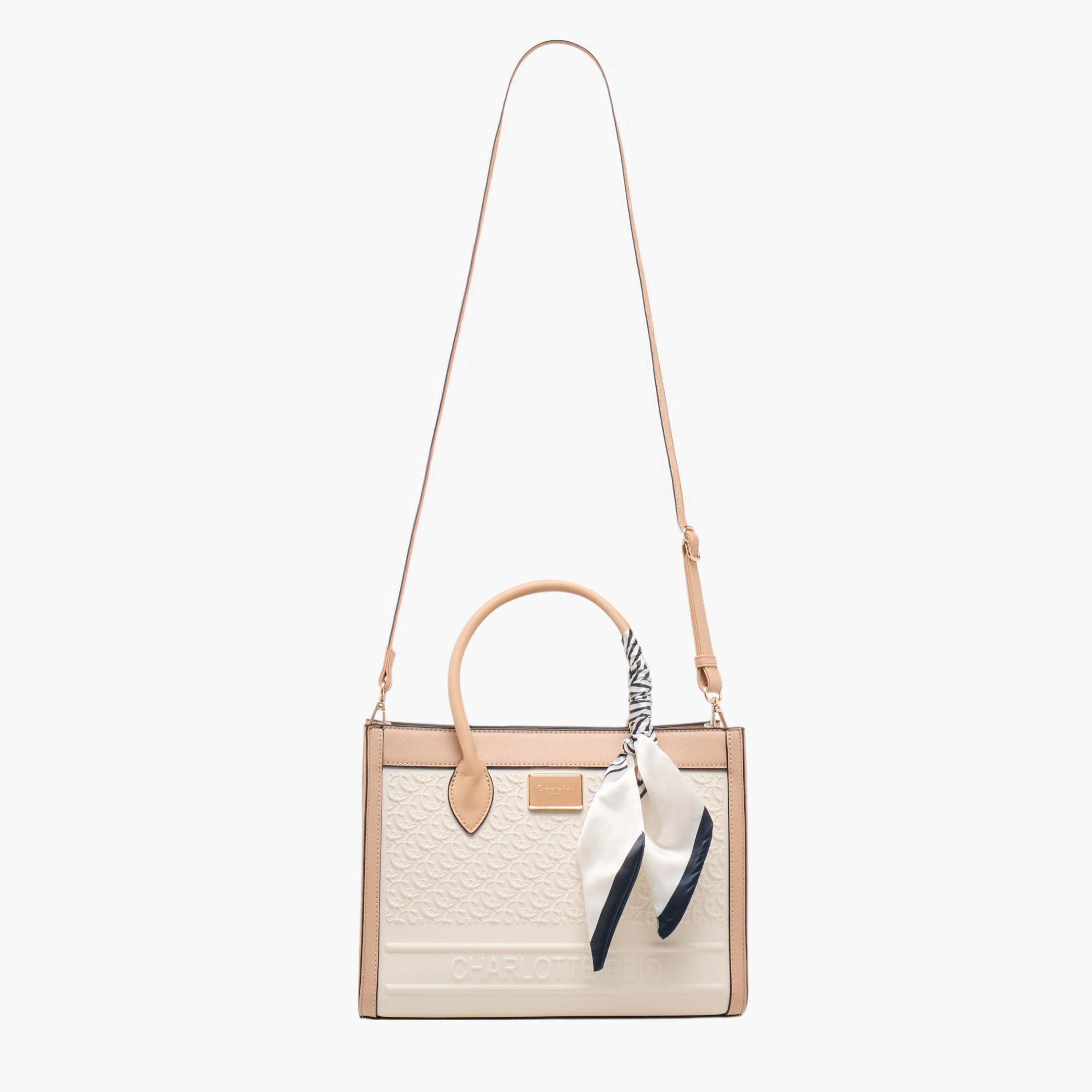 Charlotte Reid Monogram Embossed Tote Bag with Detachable Strap and Zip Closure-women-bagsandwallets-handbags-image-3