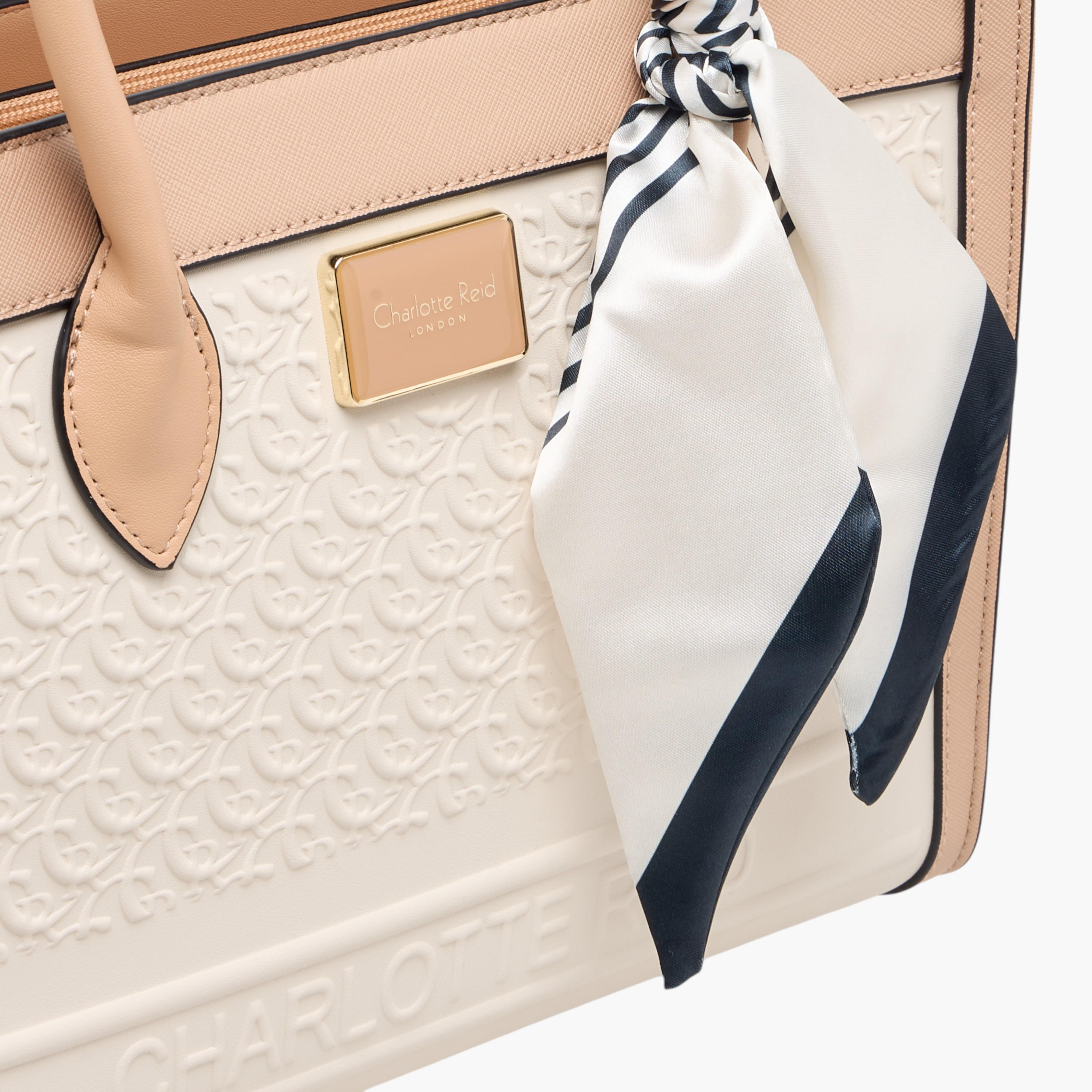 Charlotte Reid Monogram Embossed Tote Bag with Detachable Strap and Zip Closure-women-bagsandwallets-handbags-image-5
