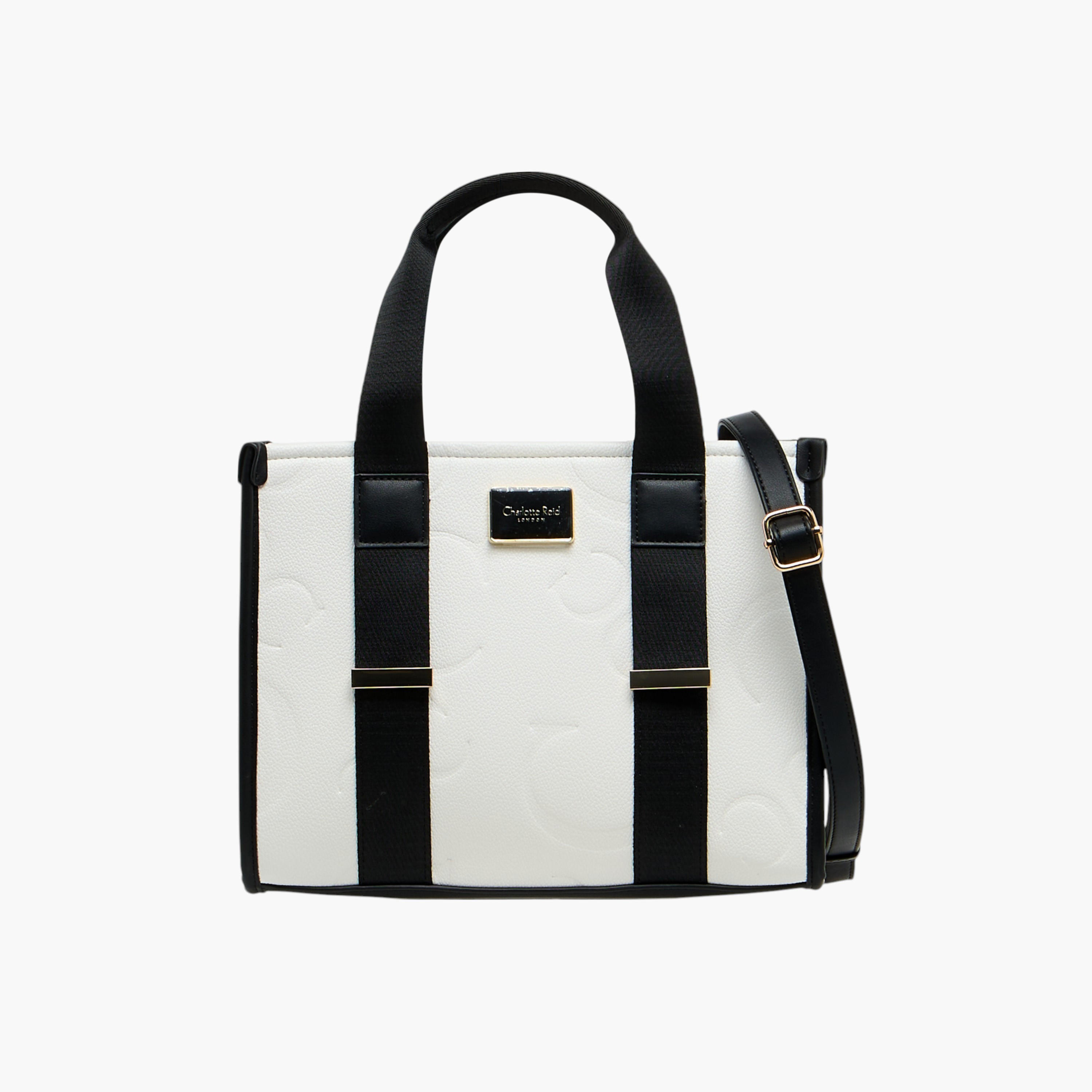 Charlotte Reid Monogram Embossed Tote Bag with Detachable Strap and Zip Closure-women-bagsandwallets-handbags-image-1