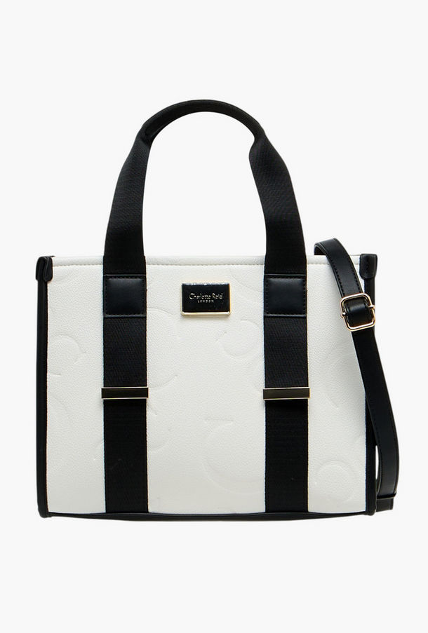 Charlotte Reid Monogram Embossed Tote Bag with Detachable Strap and Zip Closure-women-image-1
