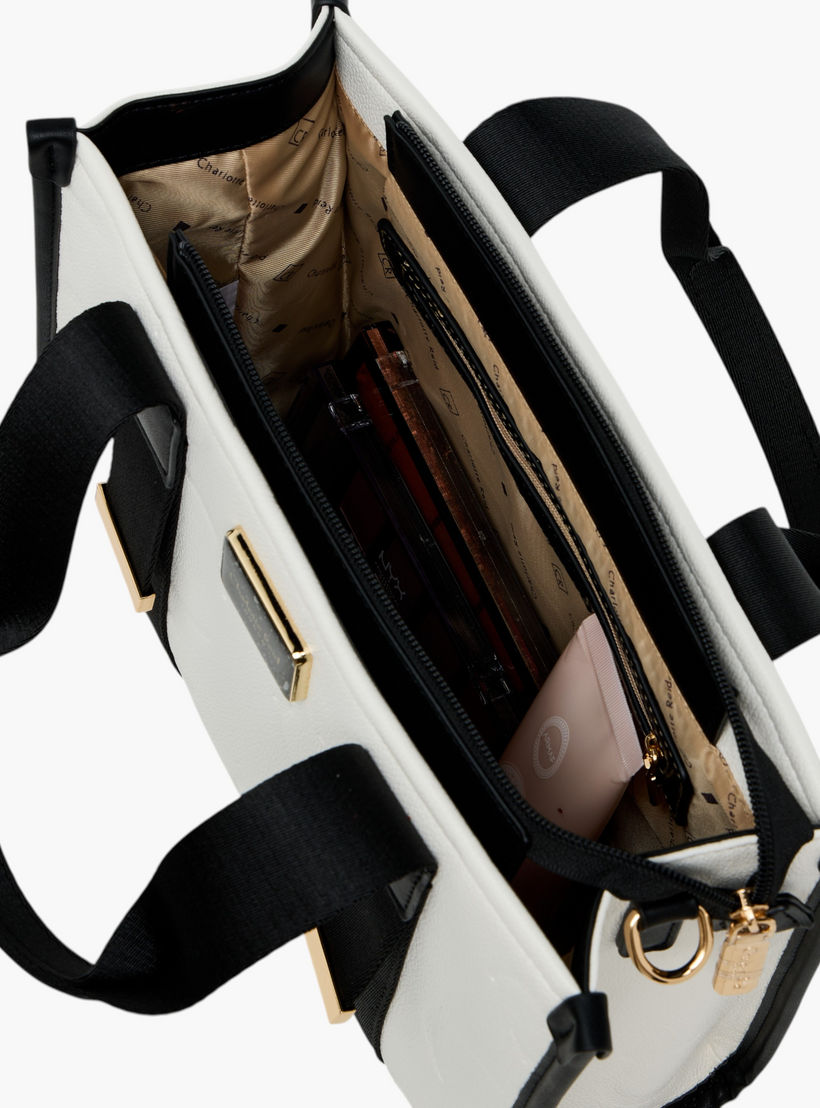 Charlotte Reid Monogram Embossed Tote Bag with Detachable Strap and Zip Closure-women-bagsandwallets-handbags-image-10