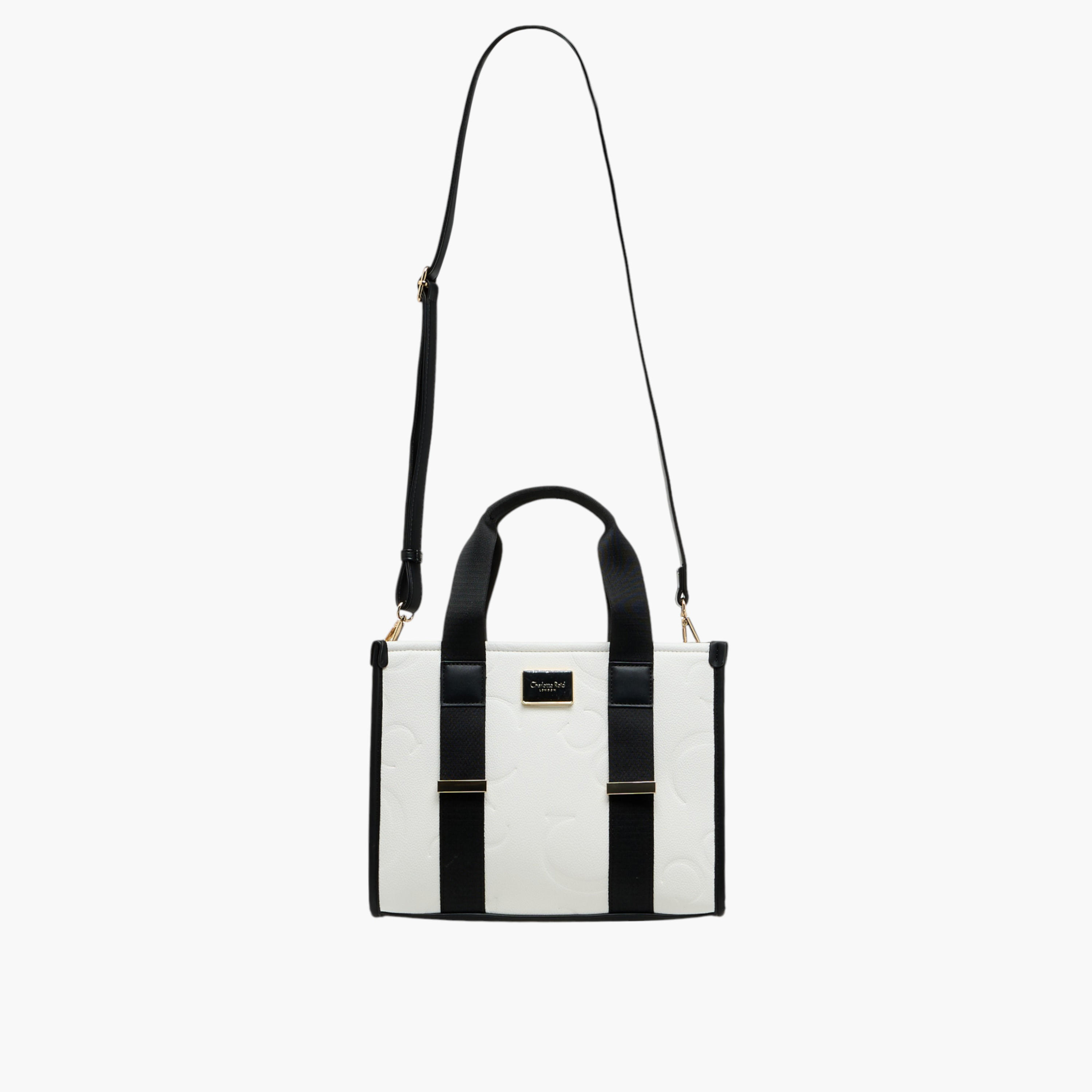 Charlotte Reid Monogram Embossed Tote Bag with Detachable Strap and Zip Closure-women-bagsandwallets-handbags-image-3