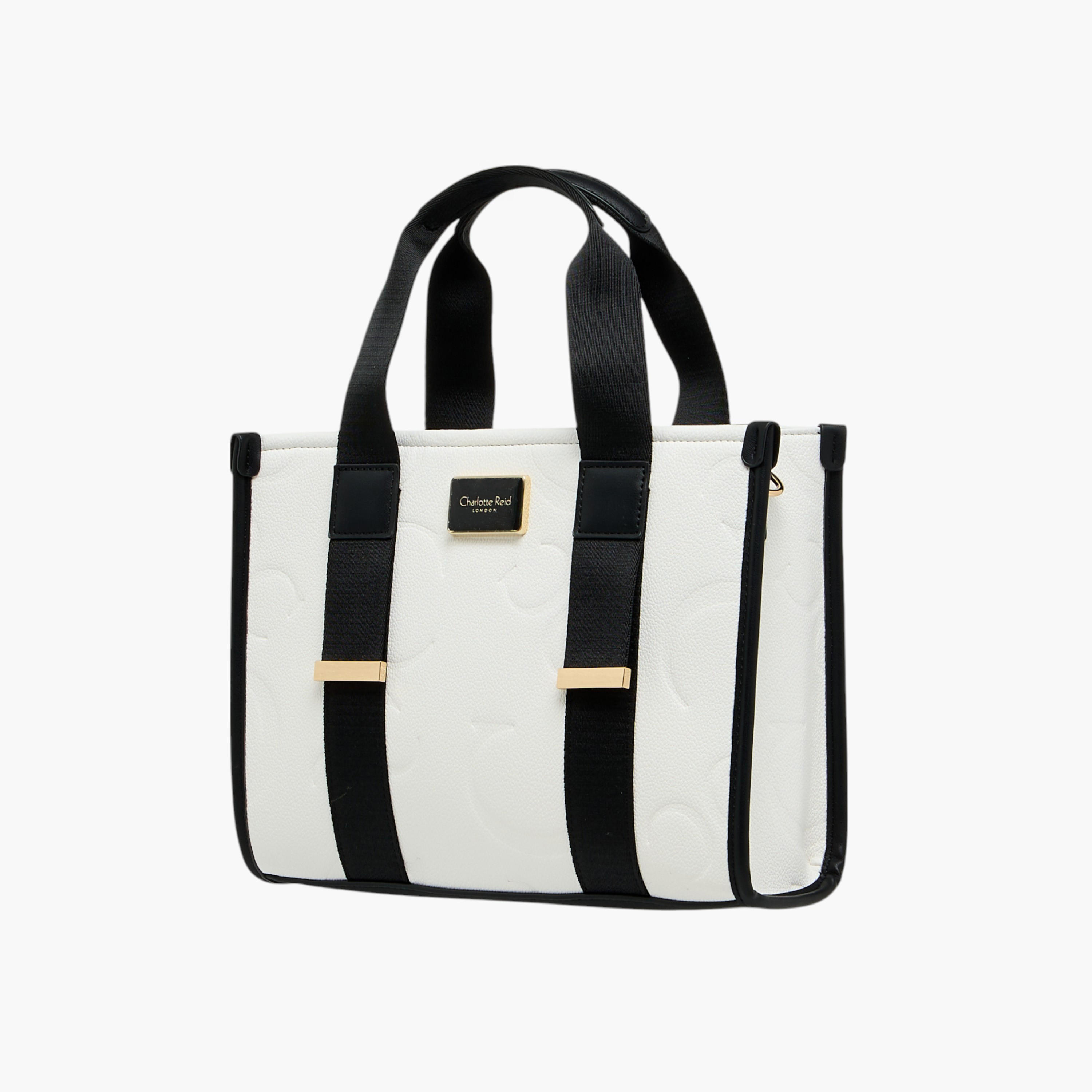 Charlotte Reid Monogram Embossed Tote Bag with Detachable Strap and Zip Closure-women-bagsandwallets-handbags-image-4