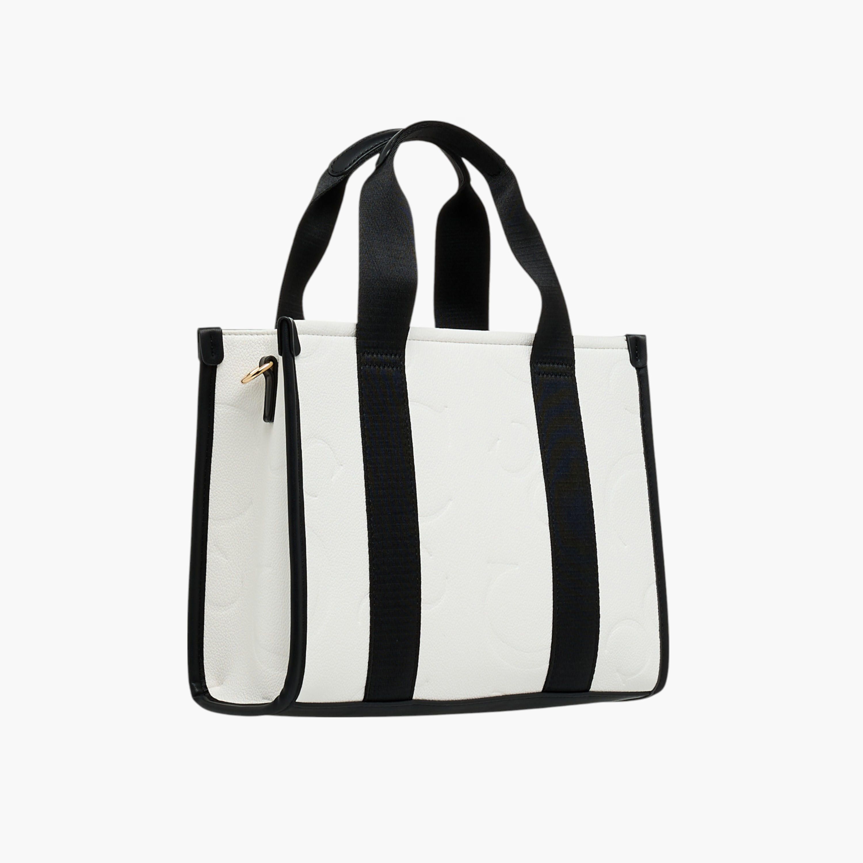 Charlotte Reid Monogram Embossed Tote Bag with Detachable Strap and Zip Closure-women-bagsandwallets-handbags-image-5
