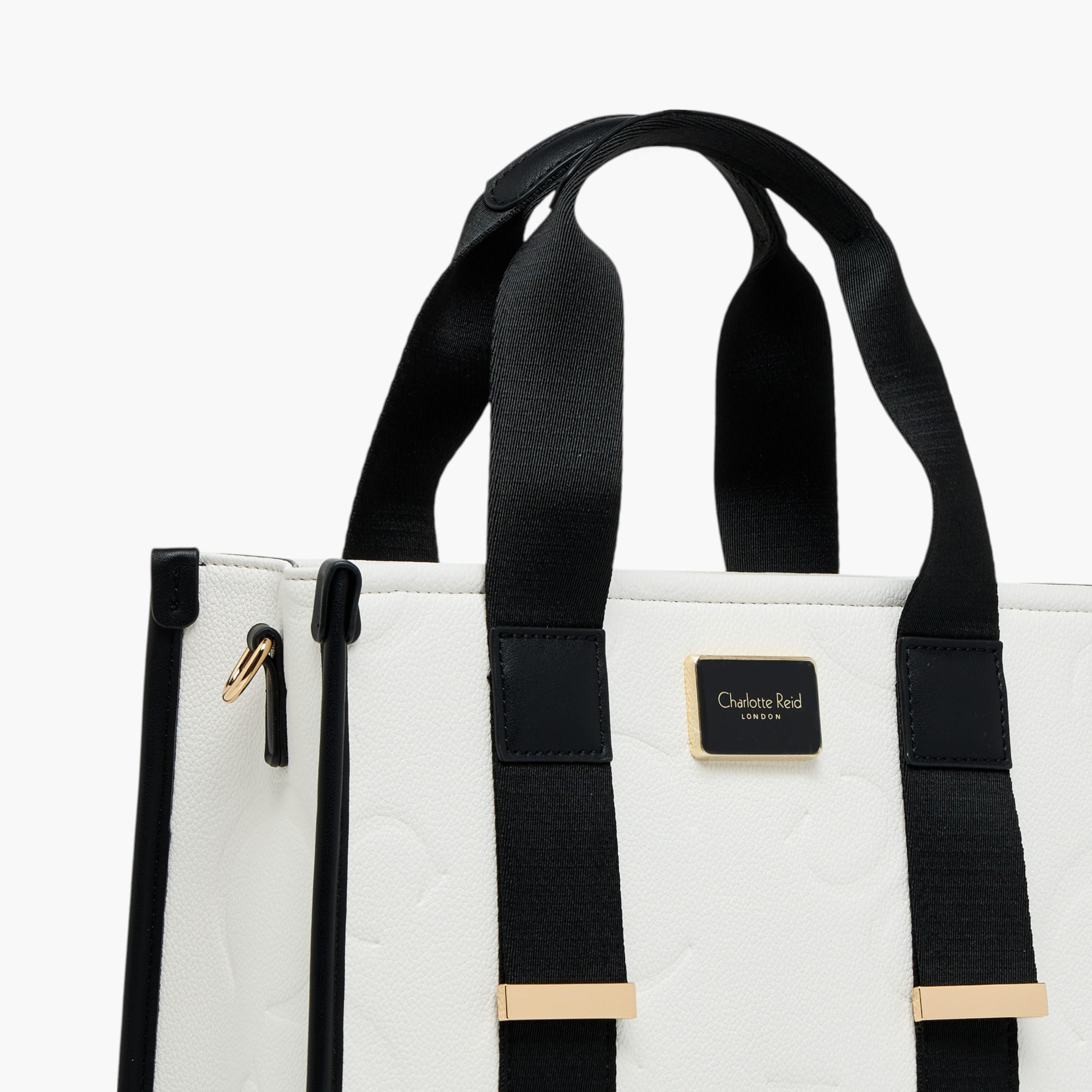 Charlotte Reid Monogram Embossed Tote Bag with Detachable Strap and Zip Closure-women-bagsandwallets-handbags-image-6