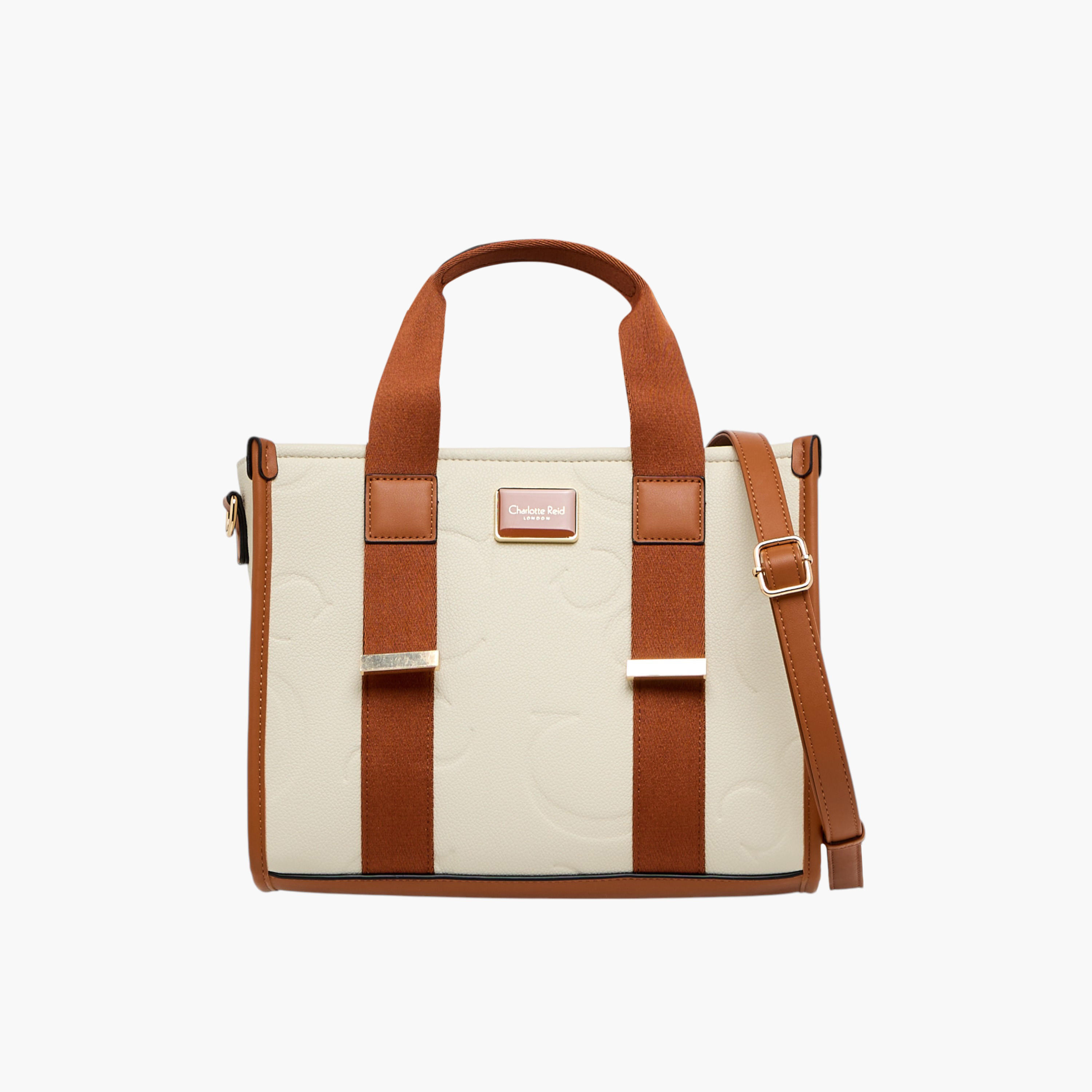 Charlotte Reid Embossed Tote Bag with Detachable Strap and Zip Closure-women-bagsandwallets-handbags-image-1