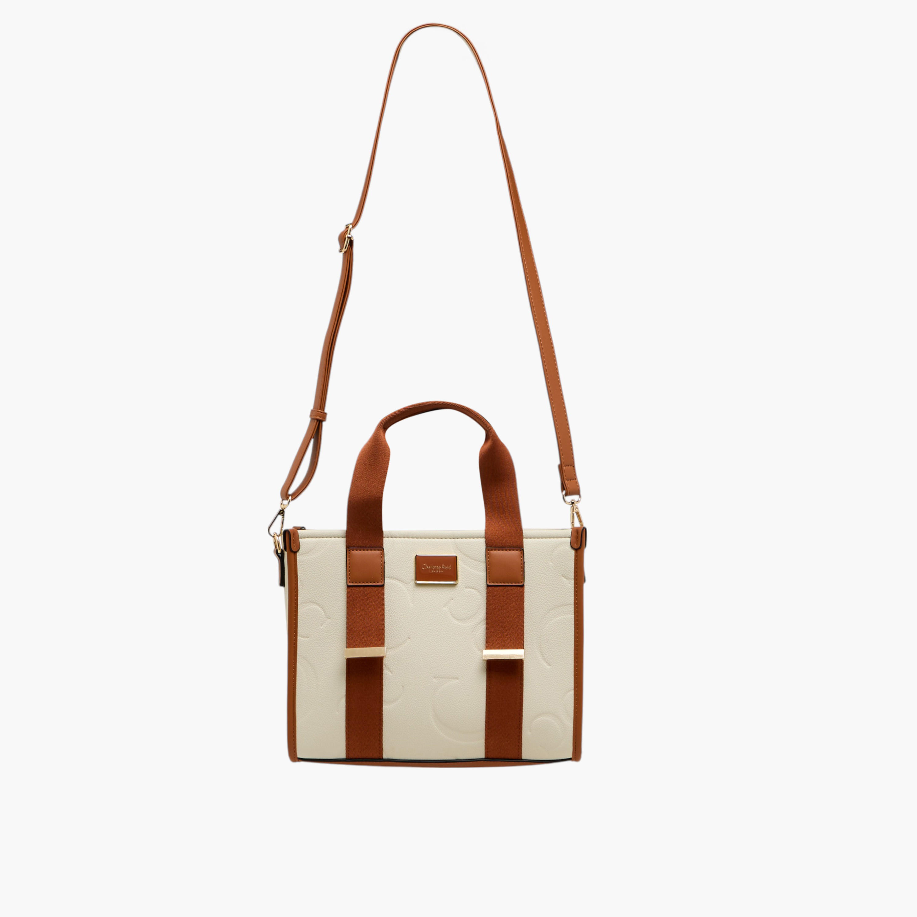 Charlotte Reid Embossed Tote Bag with Detachable Strap and Zip Closure-women-bagsandwallets-handbags-image-3