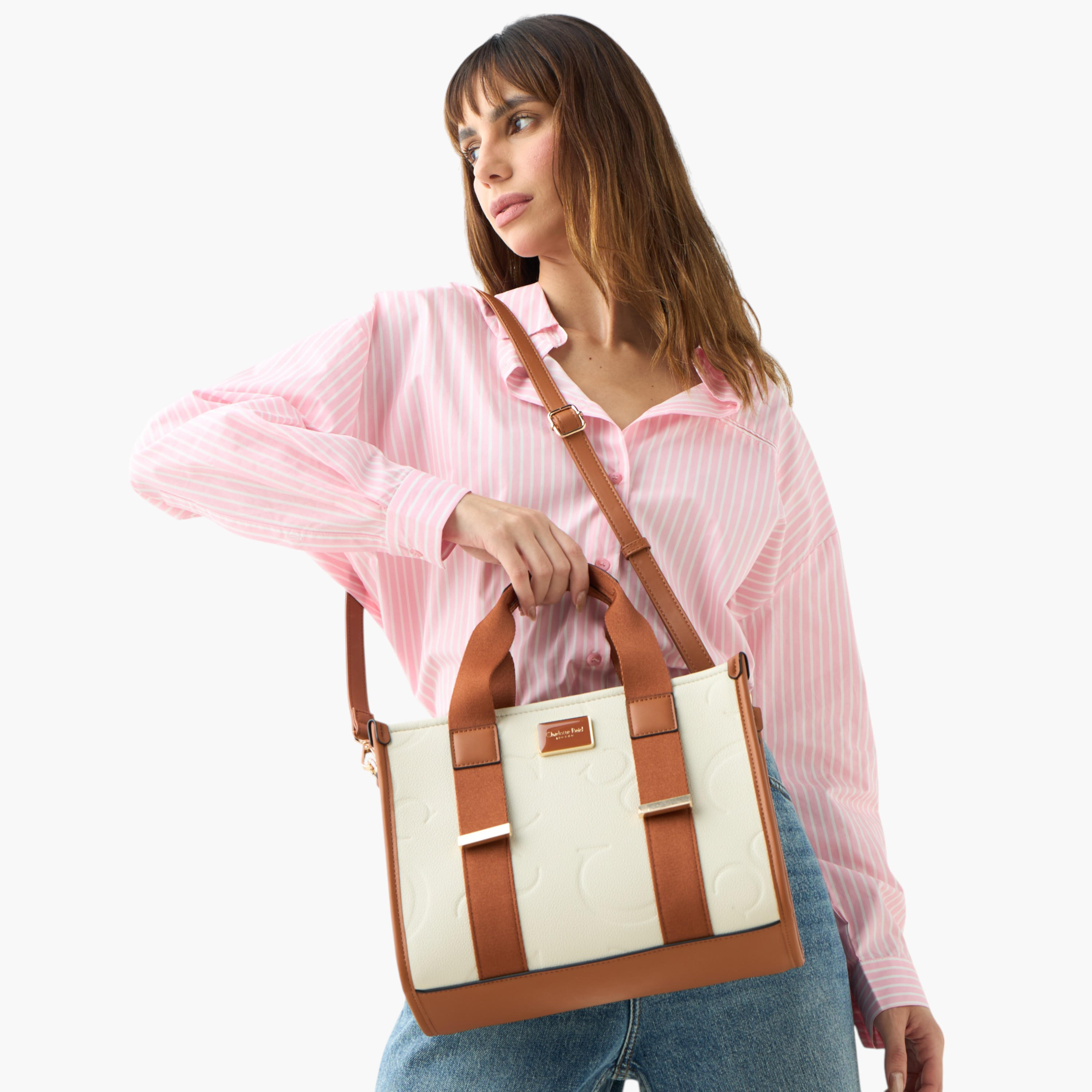 Charlotte Reid Embossed Tote Bag with Detachable Strap and Zip Closure-women-bagsandwallets-handbags-image-9