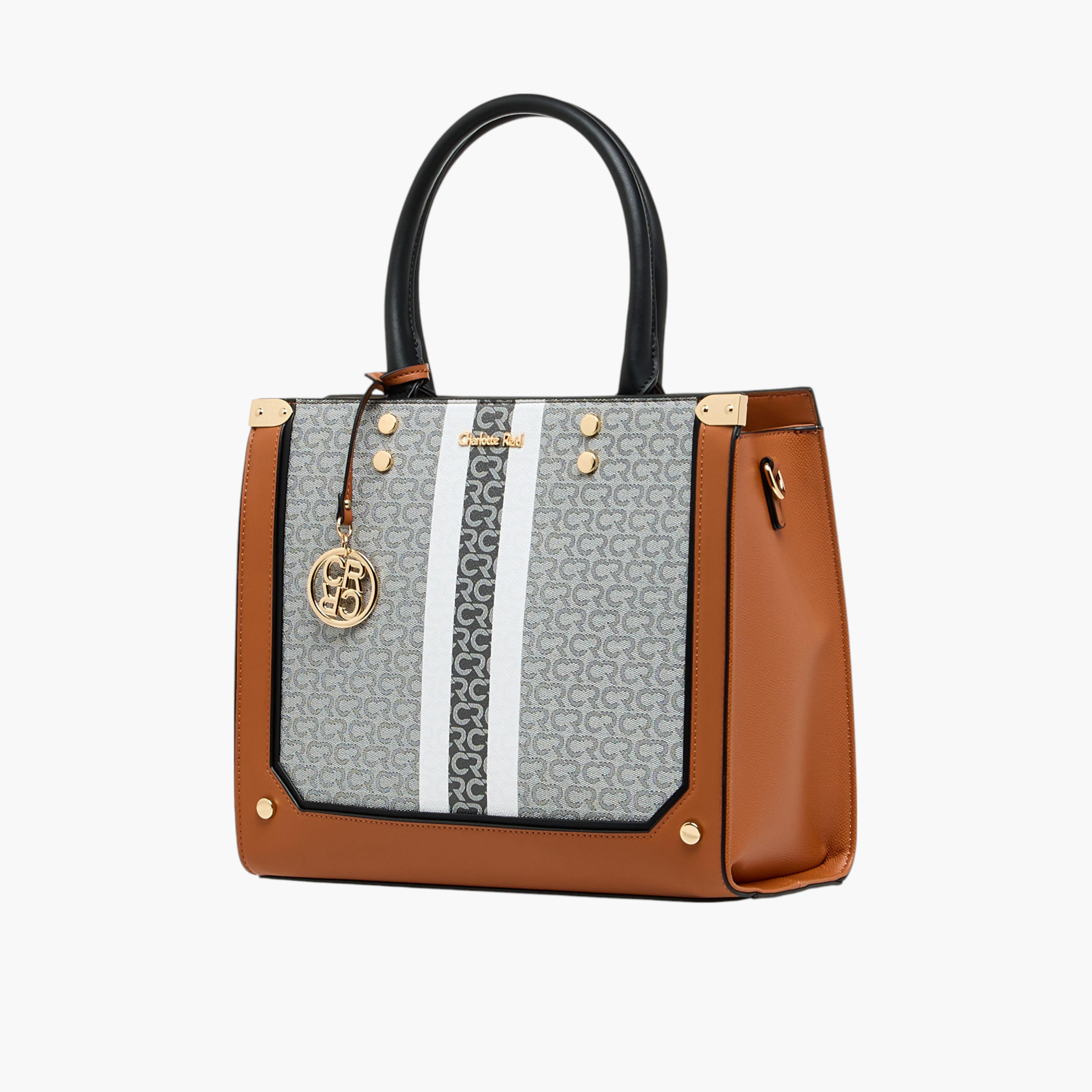 Charlotte Reid Monogram Texture Tote Bag with Detachable Strap and Zip Closure-women-bagsandwallets-handbags-image-4