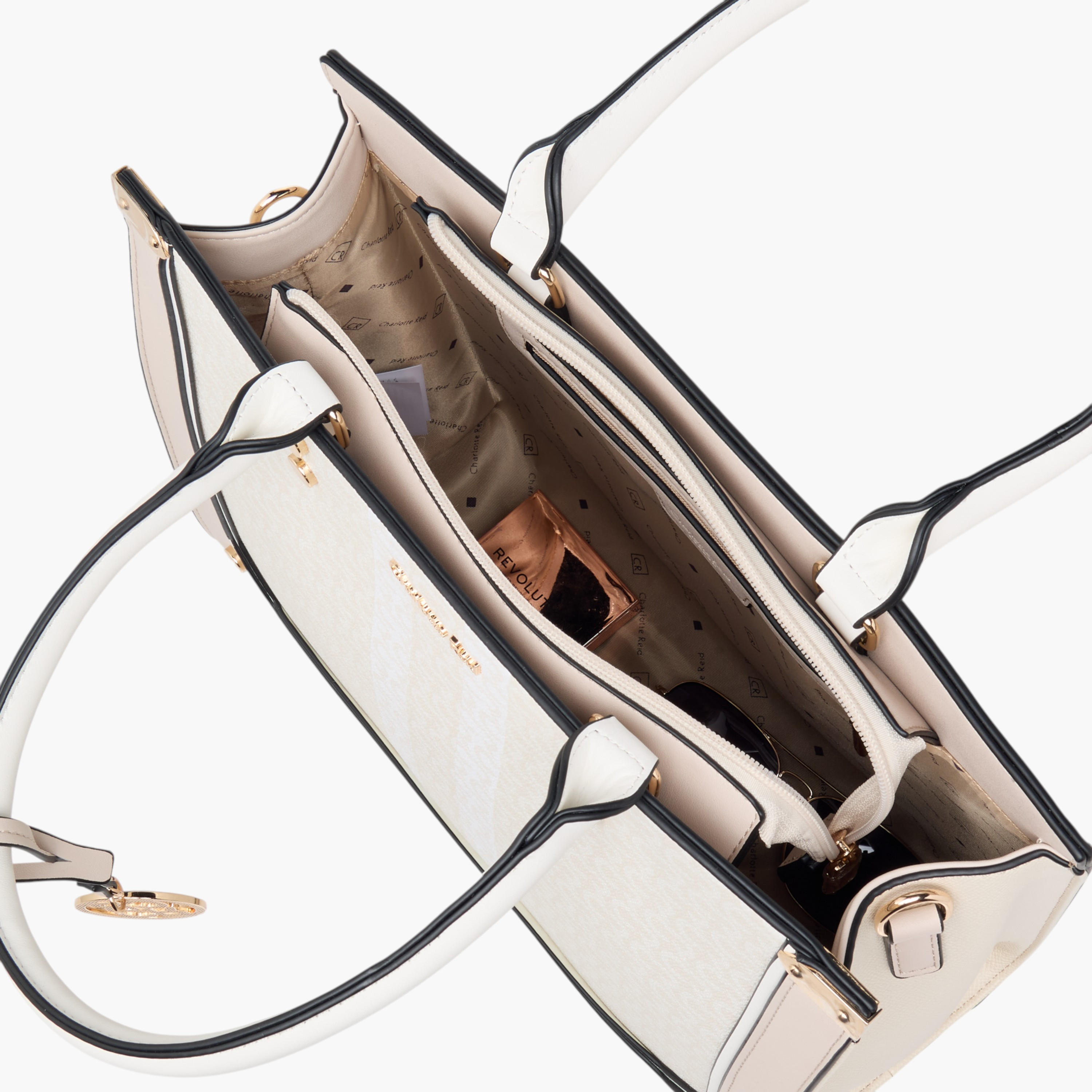 Charlotte Reid Monogram Print Tote Bag with Detachable Strap and Zip Closure-women-bagsandwallets-handbags-image-9
