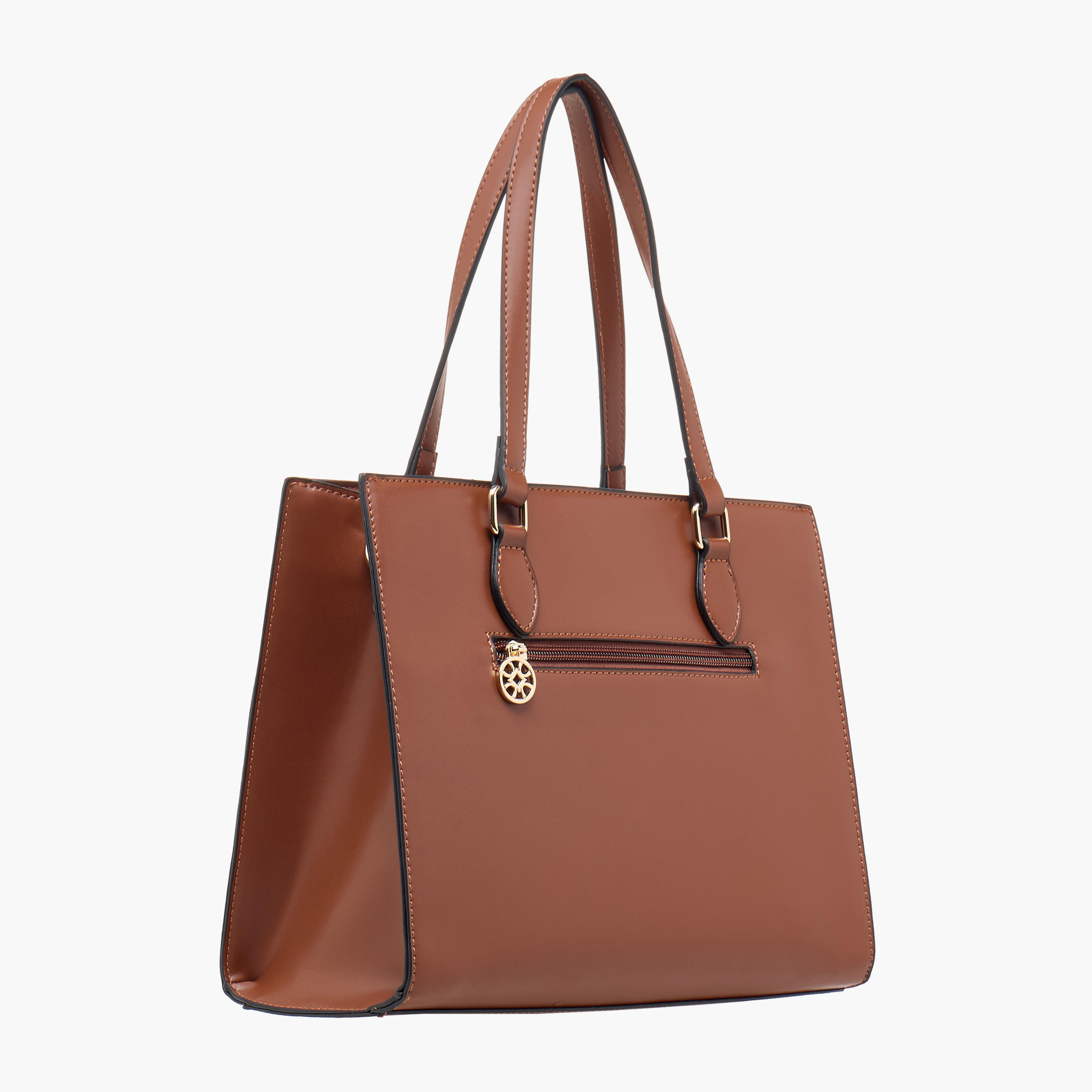 شنطة توت بارزة الملمس بمقابض مزدوجة وسحاب إغلاق من ساشا-women-bagsandwallets-handbags-image-4