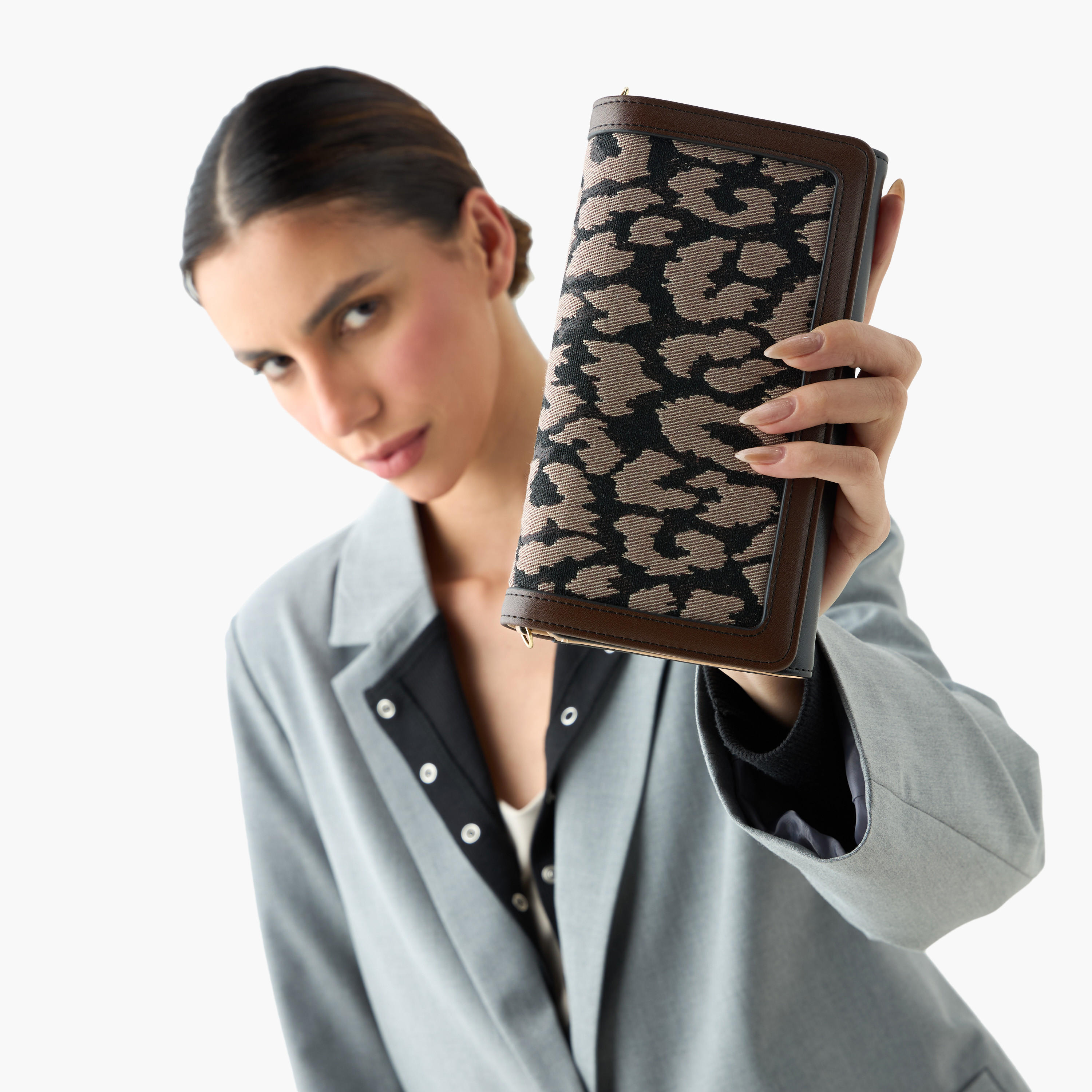 Sasha Textured Wallet with Detachable Chain Strap and Flap Closure-women-bagsandwallets-wallets-image-2