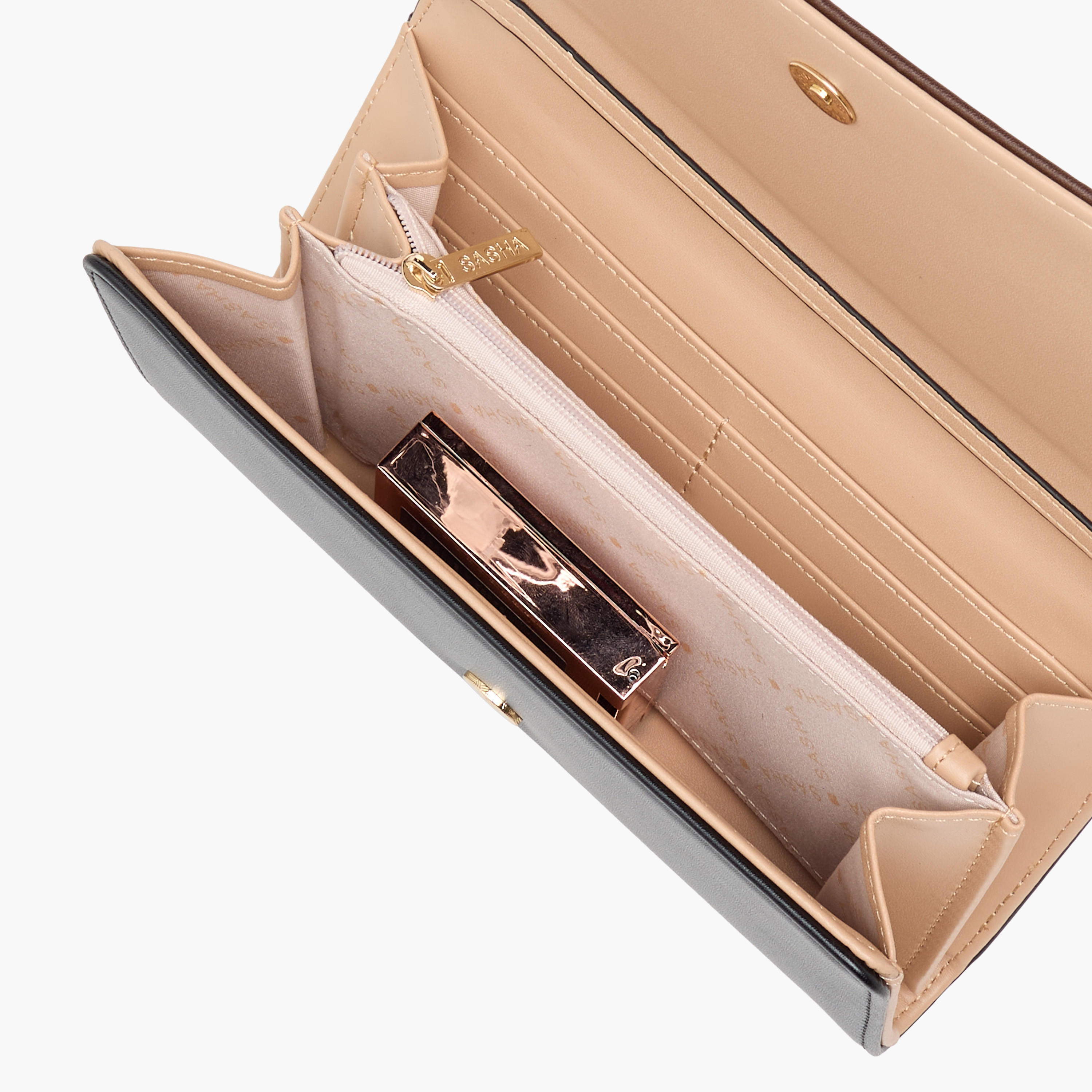 Sasha Textured Wallet with Detachable Chain Strap and Flap Closure-women-bagsandwallets-wallets-image-9
