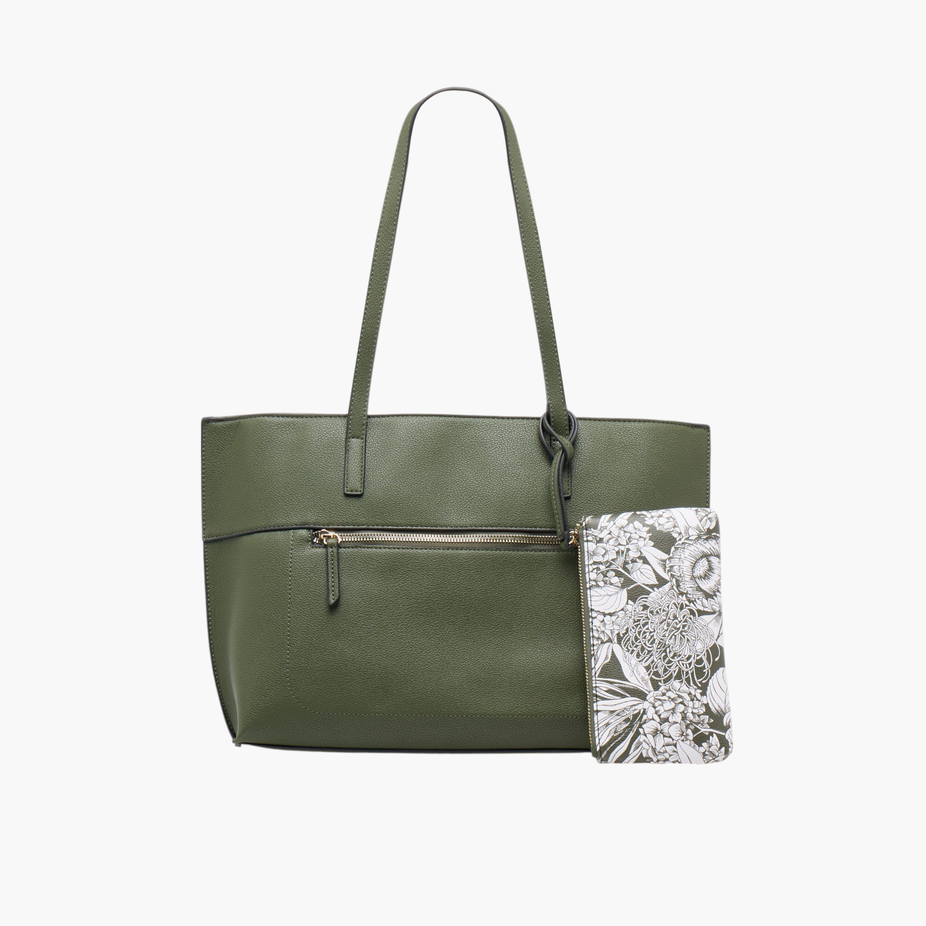 Sasha Solid Tote Bag with Double Handle and Pouch-women-bagsandwallets-handbags-image-1
