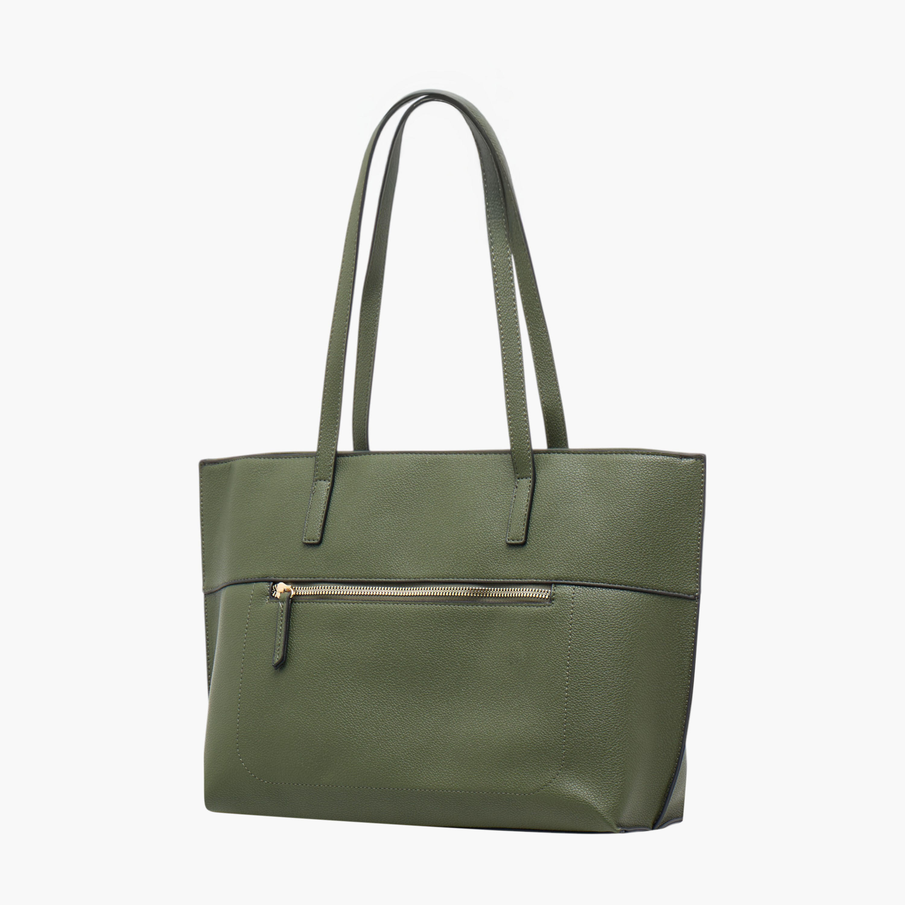 Sasha Solid Tote Bag with Double Handle and Pouch-women-bagsandwallets-handbags-image-3