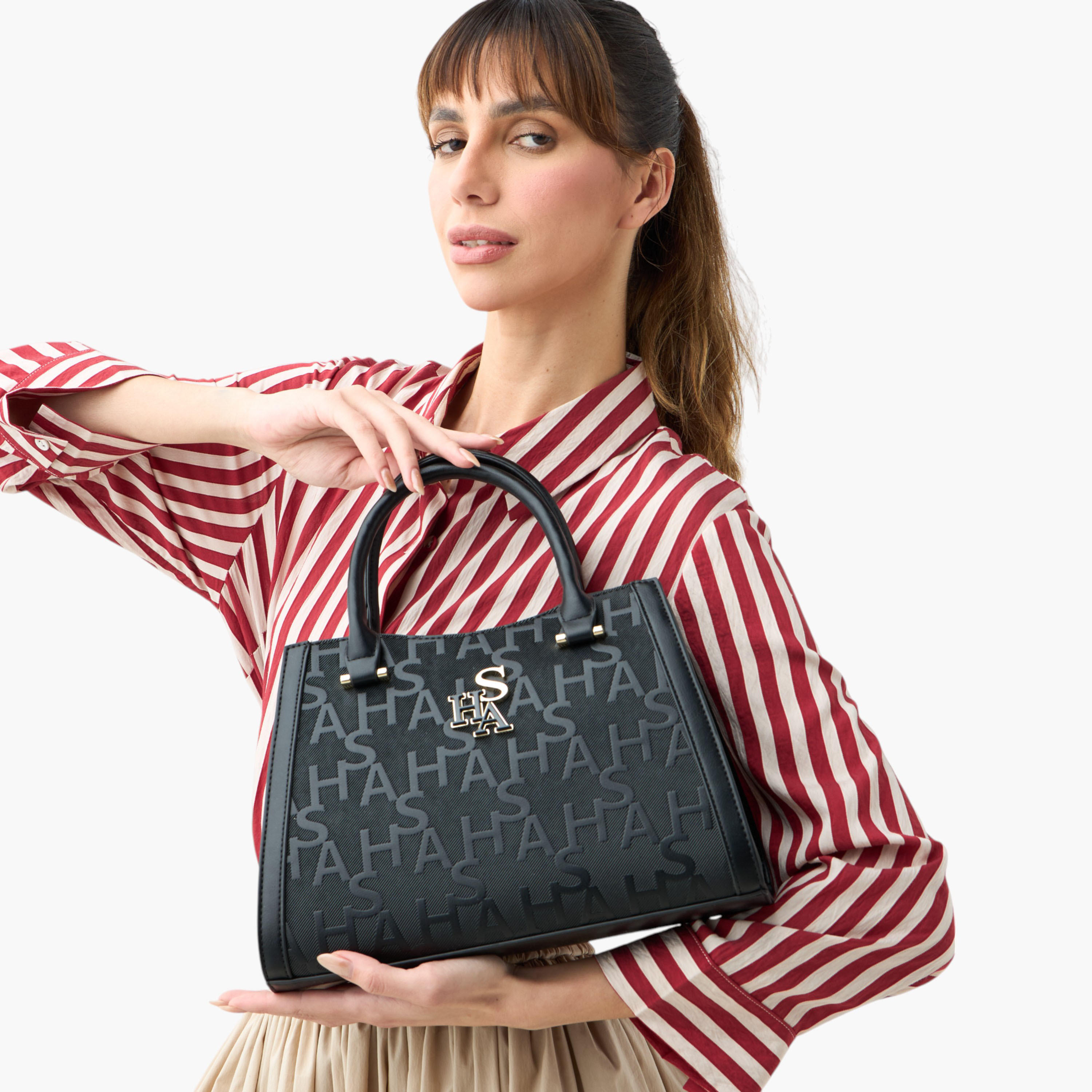 Sasha Monogram Embossed Tote Bag with Detachable Strap and Zip Closure-women-bagsandwallets-handbags-image-2