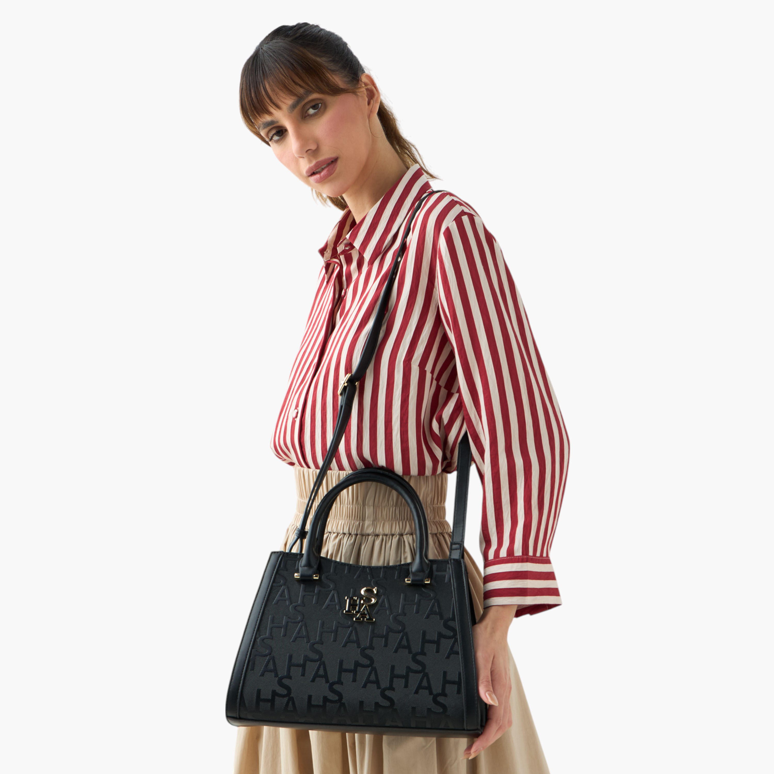 Sasha Monogram Embossed Tote Bag with Detachable Strap and Zip Closure-women-bagsandwallets-handbags-image-8