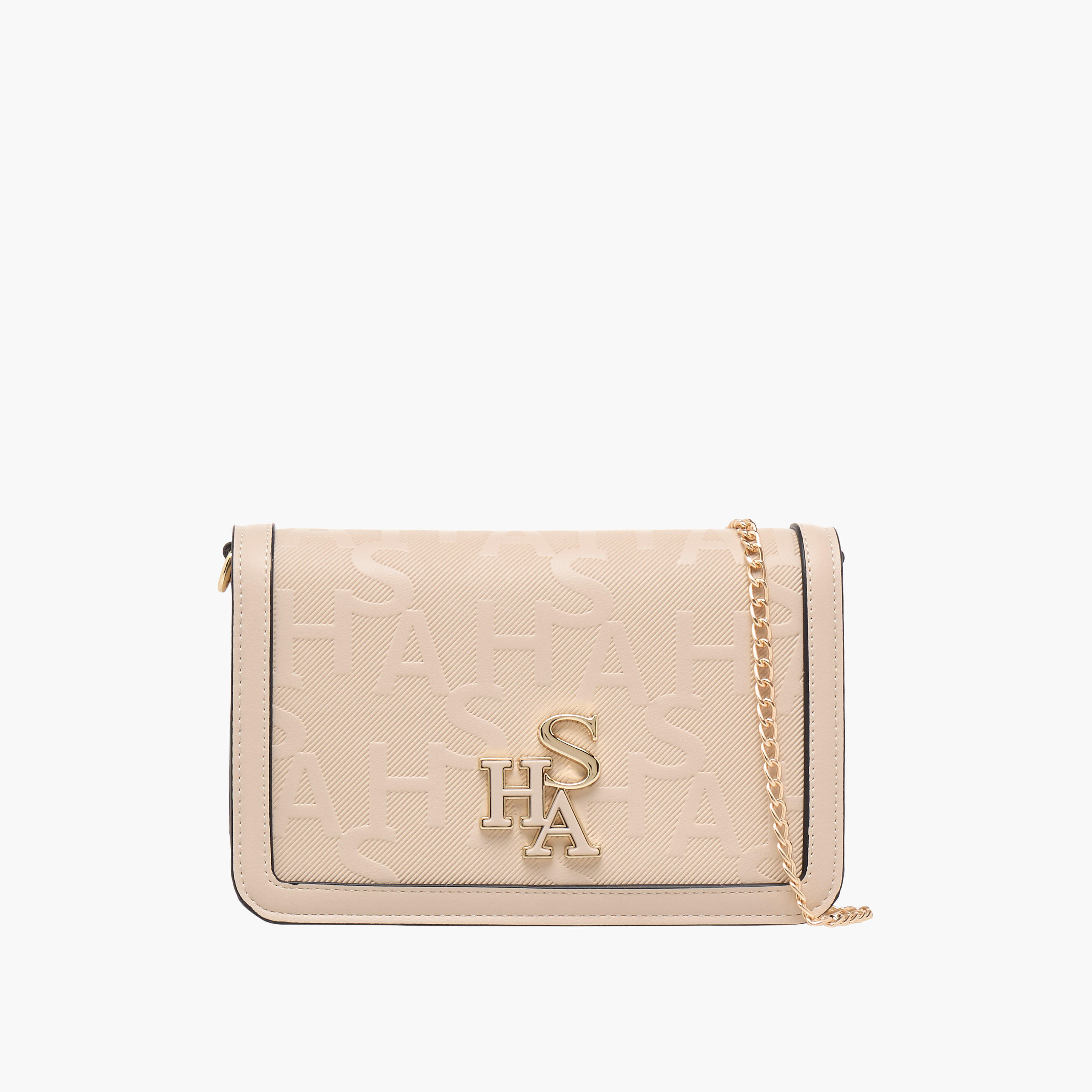 شنطة كروس بودي منقوشة بحزام سللسة وزر إغلاق من ساشا-women-bagsandwallets-handbags-image-1