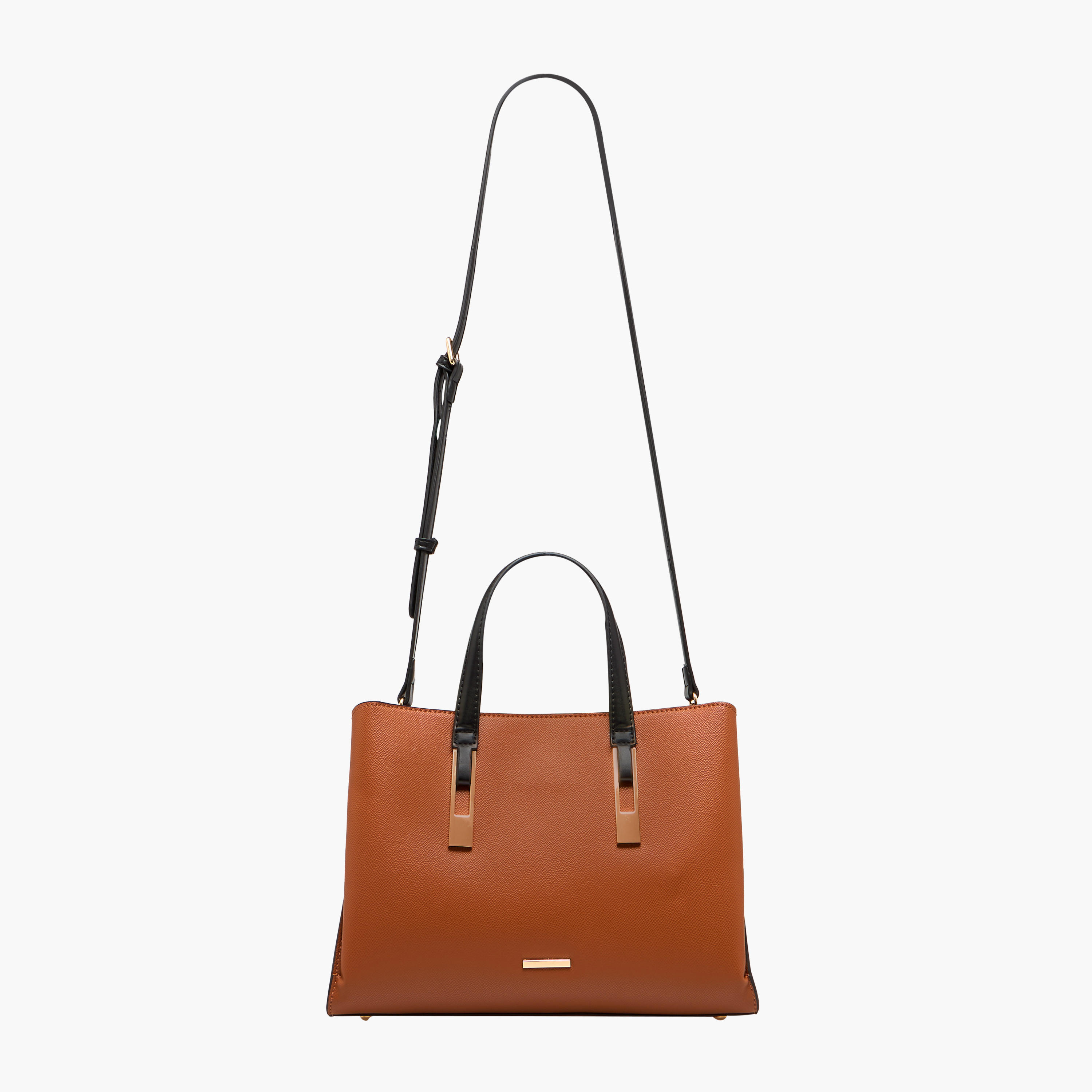 Sasha Textured Tote Bag with Double Handles and Detachable Strap-women-bagsandwallets-handbags-image-3