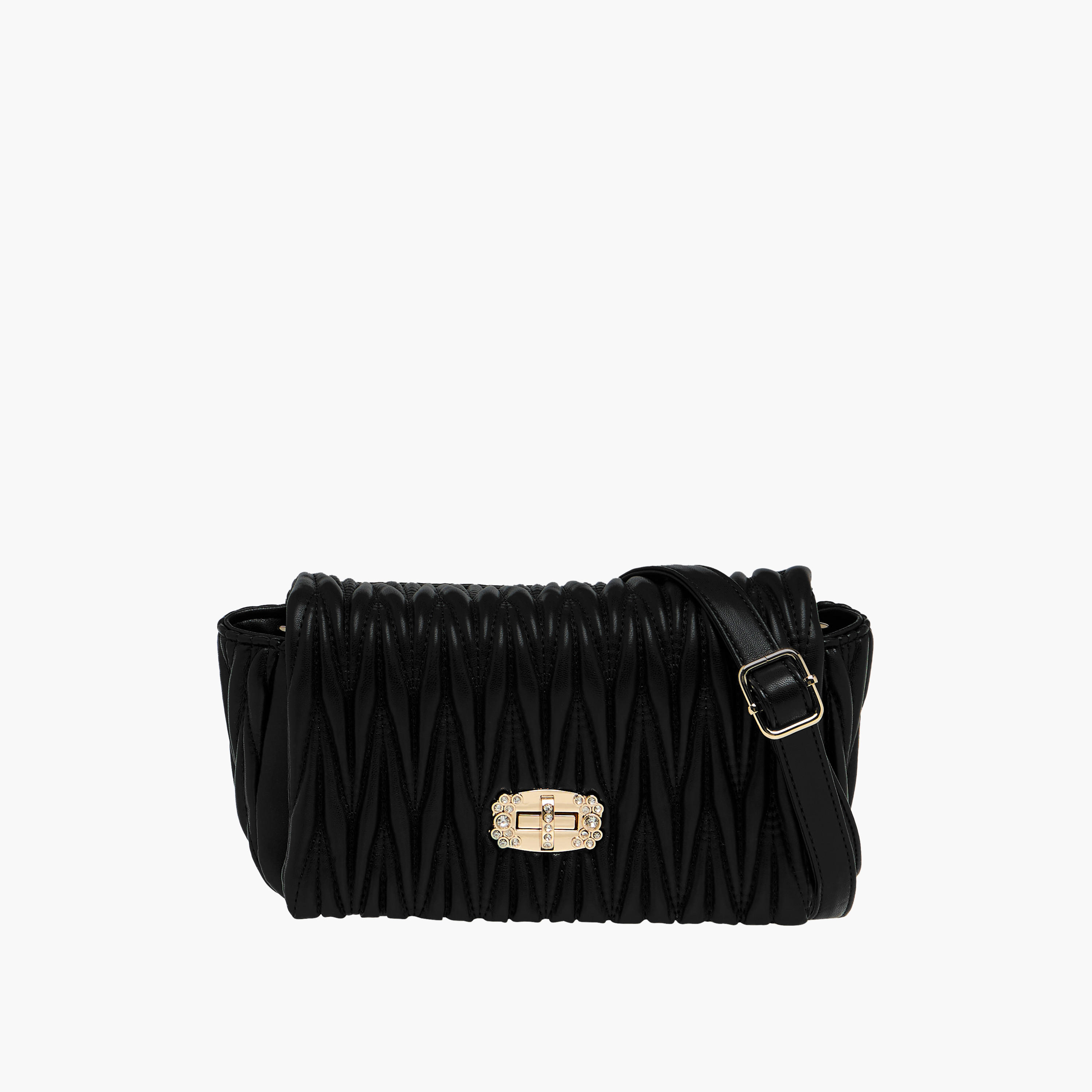 Adore Quilted Crossbody Bag with Twist Lock Closure and Adjustable Strap-women-bagsandwallets-handbags-image-1