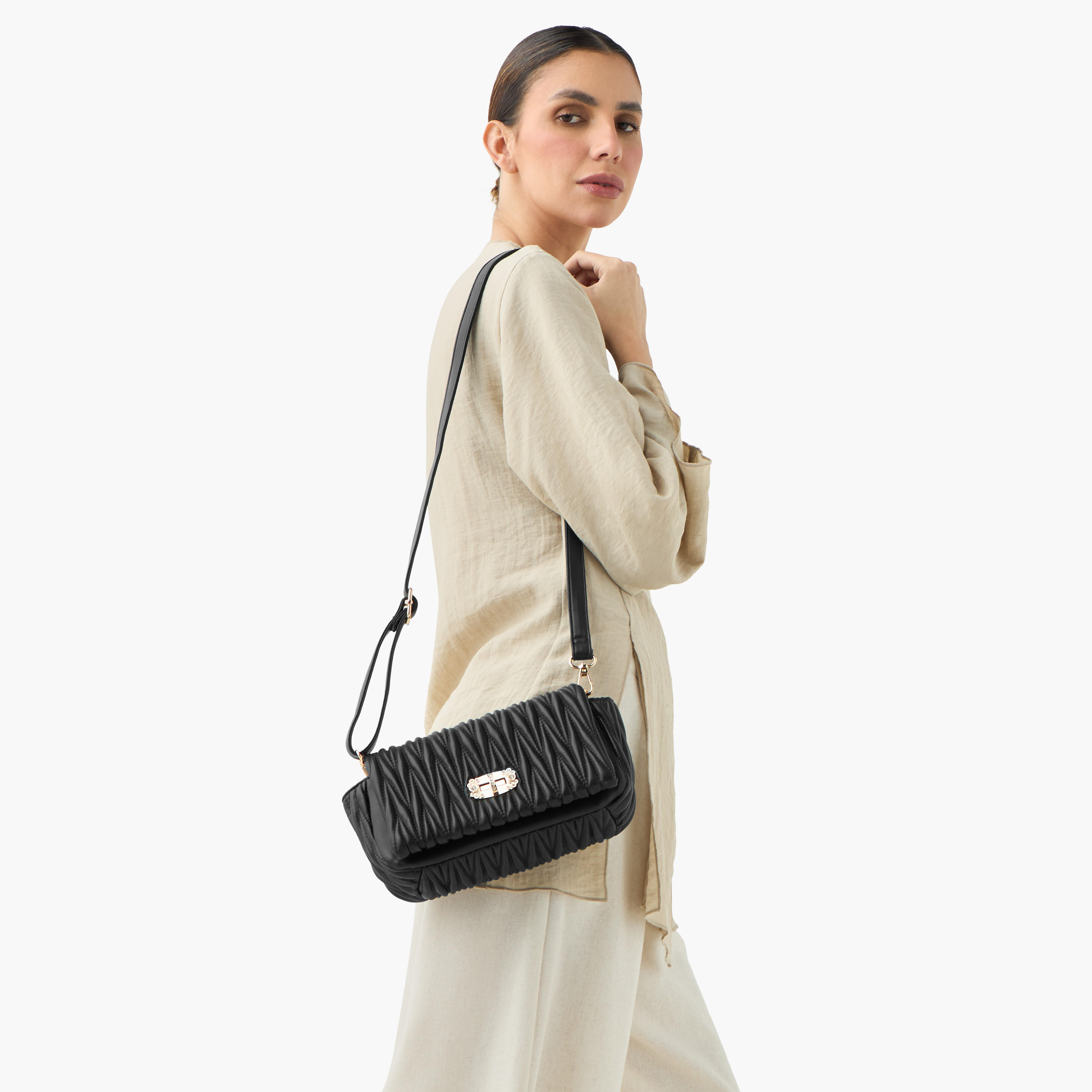 Adore Quilted Crossbody Bag with Twist Lock Closure and Adjustable Strap-women-bagsandwallets-handbags-image-2