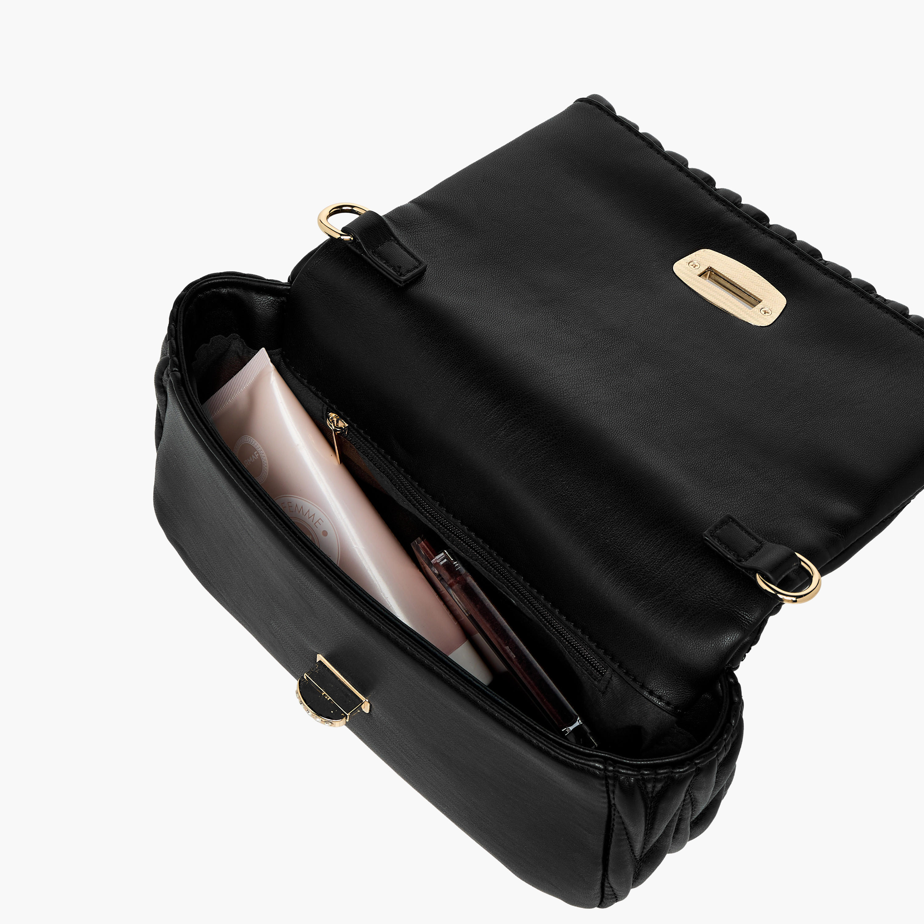 Adore Quilted Crossbody Bag with Twist Lock Closure and Adjustable Strap-women-bagsandwallets-handbags-image-9