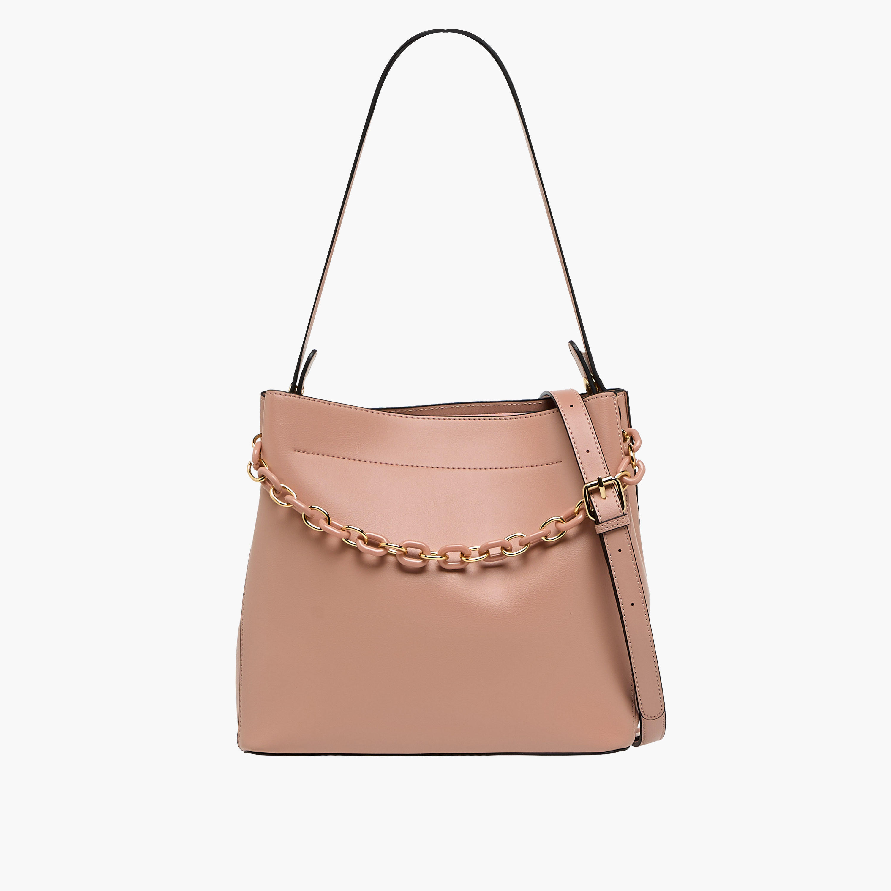 Adore Chain Accent Tote Bag with Double Handle and Zip Closure-women-bagsandwallets-handbags-image-1