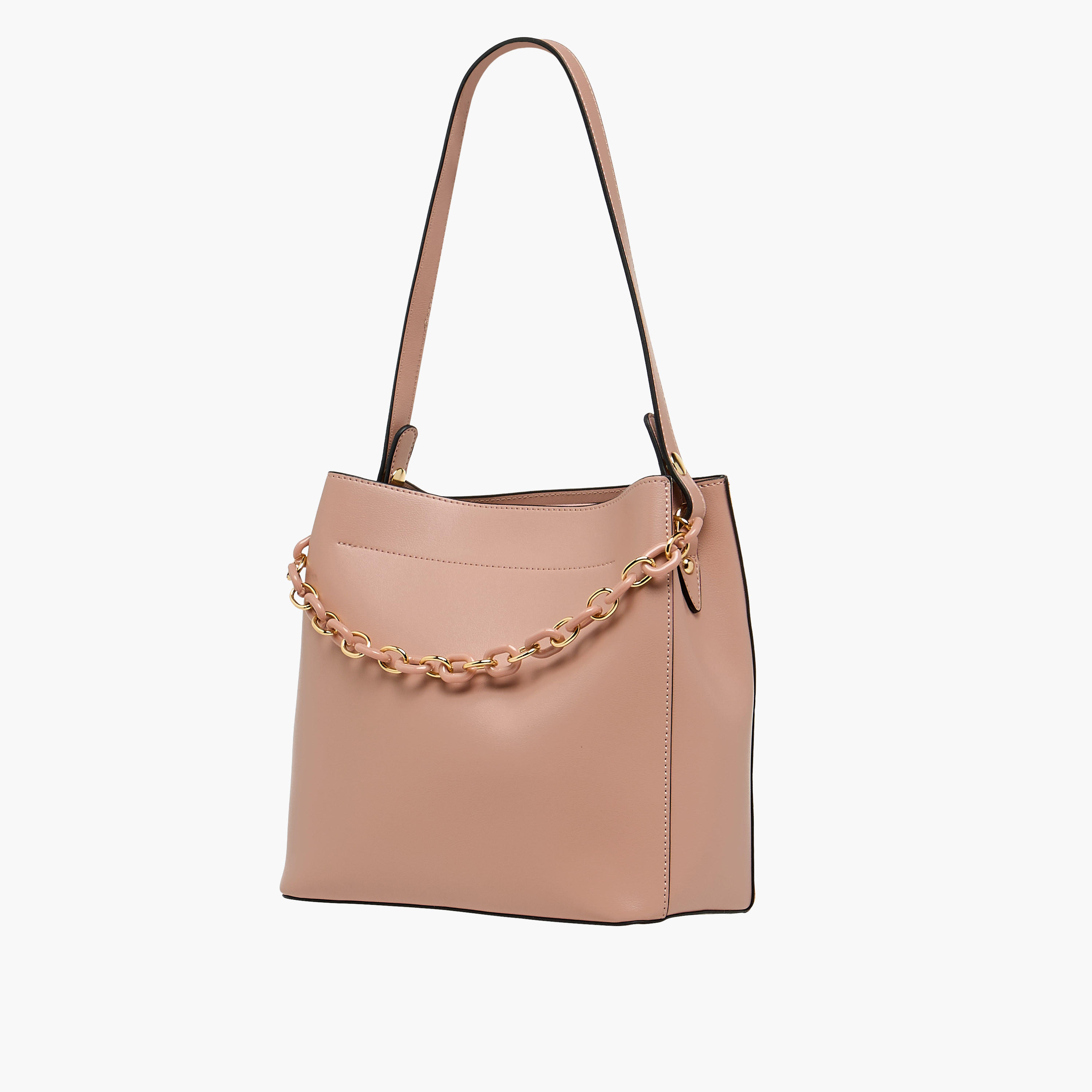 Adore Chain Accent Tote Bag with Double Handle and Zip Closure-women-bagsandwallets-handbags-image-6