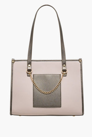 Adore Colourblock Tote Bag with Chain Detailing and Double Handles-women-image-1