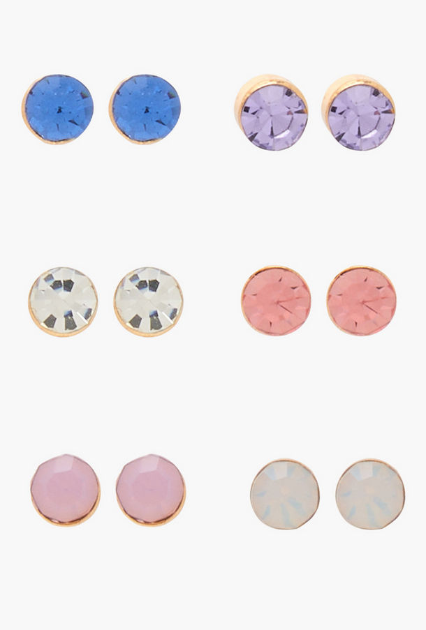 Embellished Stud Earrings with Pushback Closure - Set of 6-women-image-1