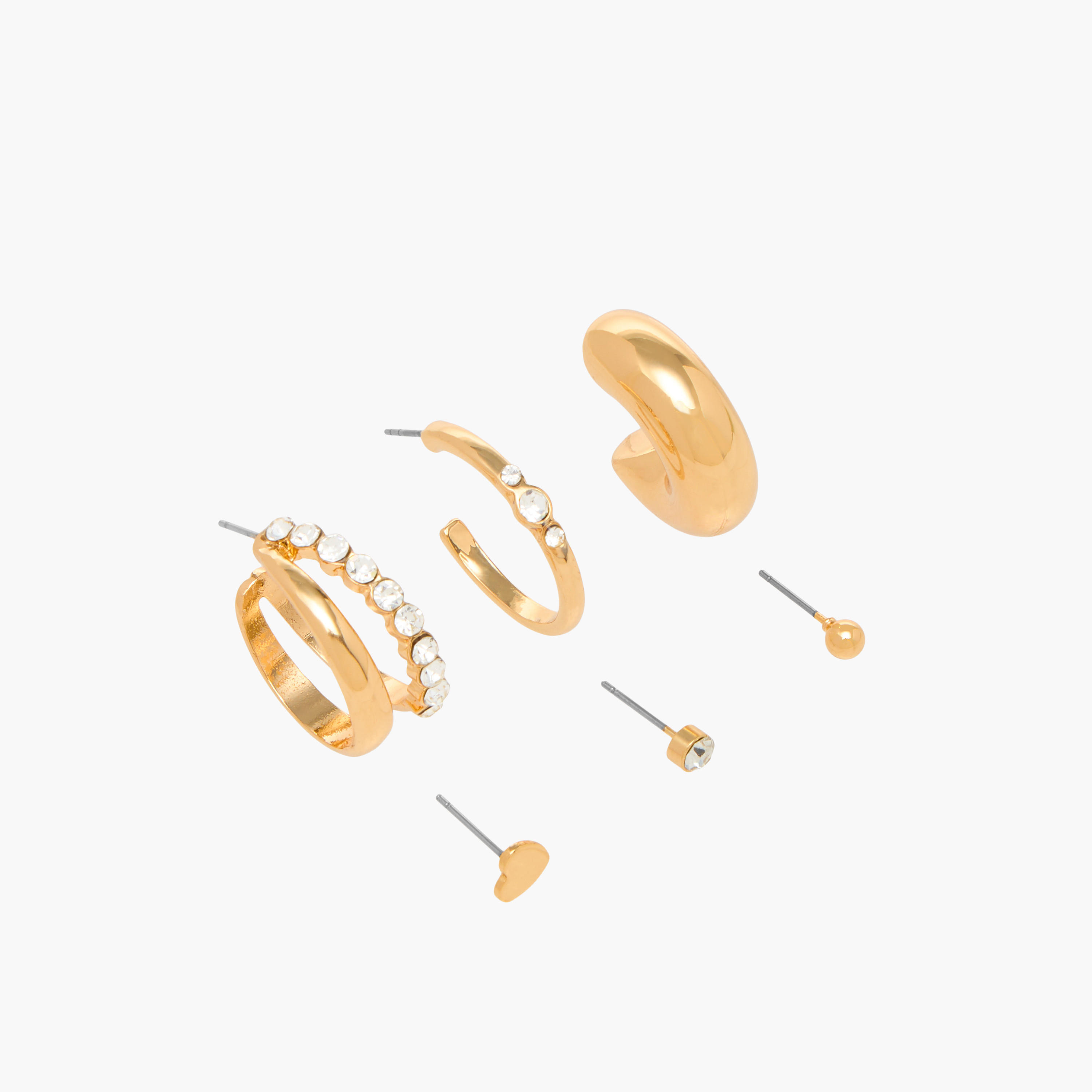 حلقان متنوعة بمكبس إغلاق خلفي - طقم 6 أزواج-women-watchesandjewellery-jewellery-earrings-image-2