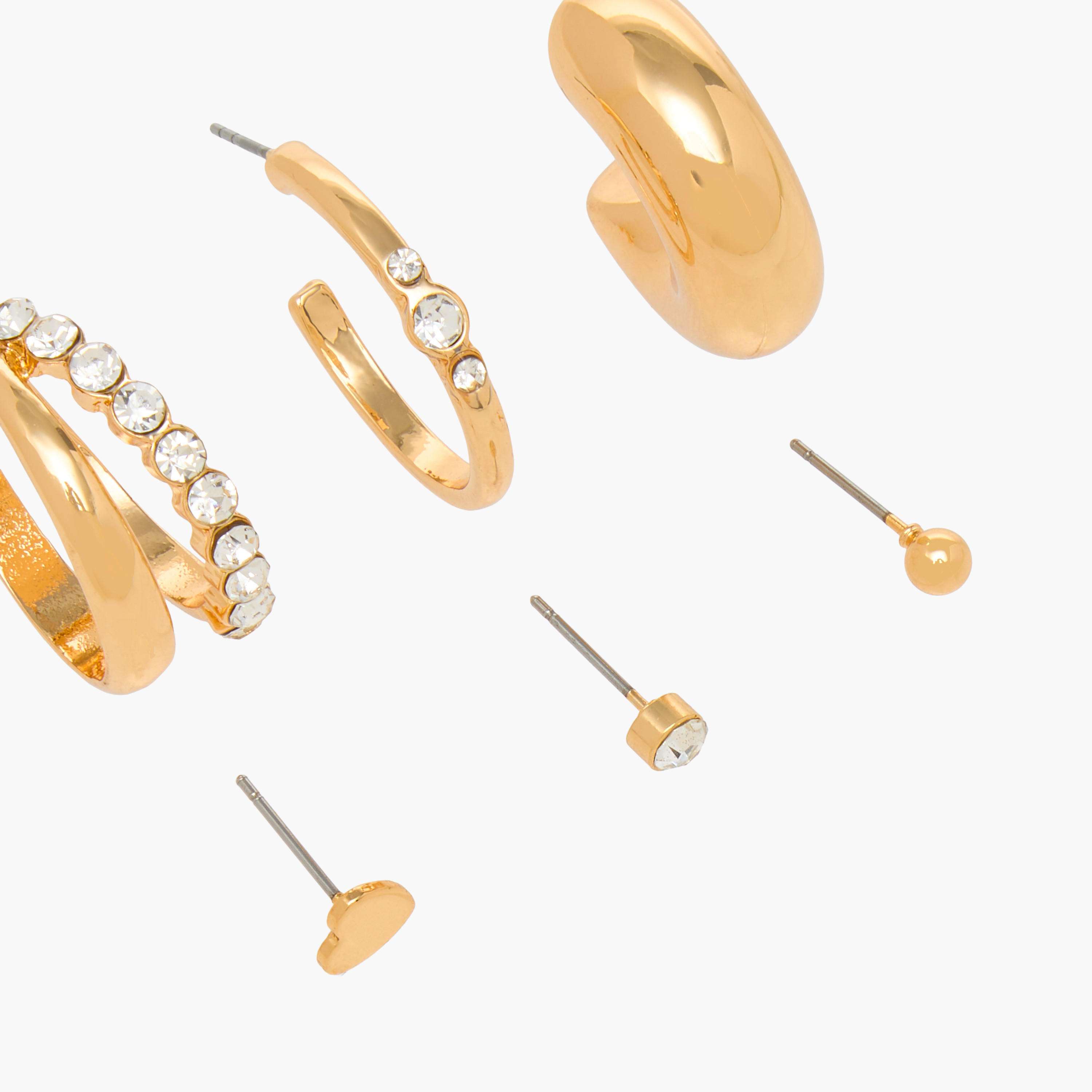 حلقان متنوعة بمكبس إغلاق خلفي - طقم 6 أزواج-women-watchesandjewellery-jewellery-earrings-image-3