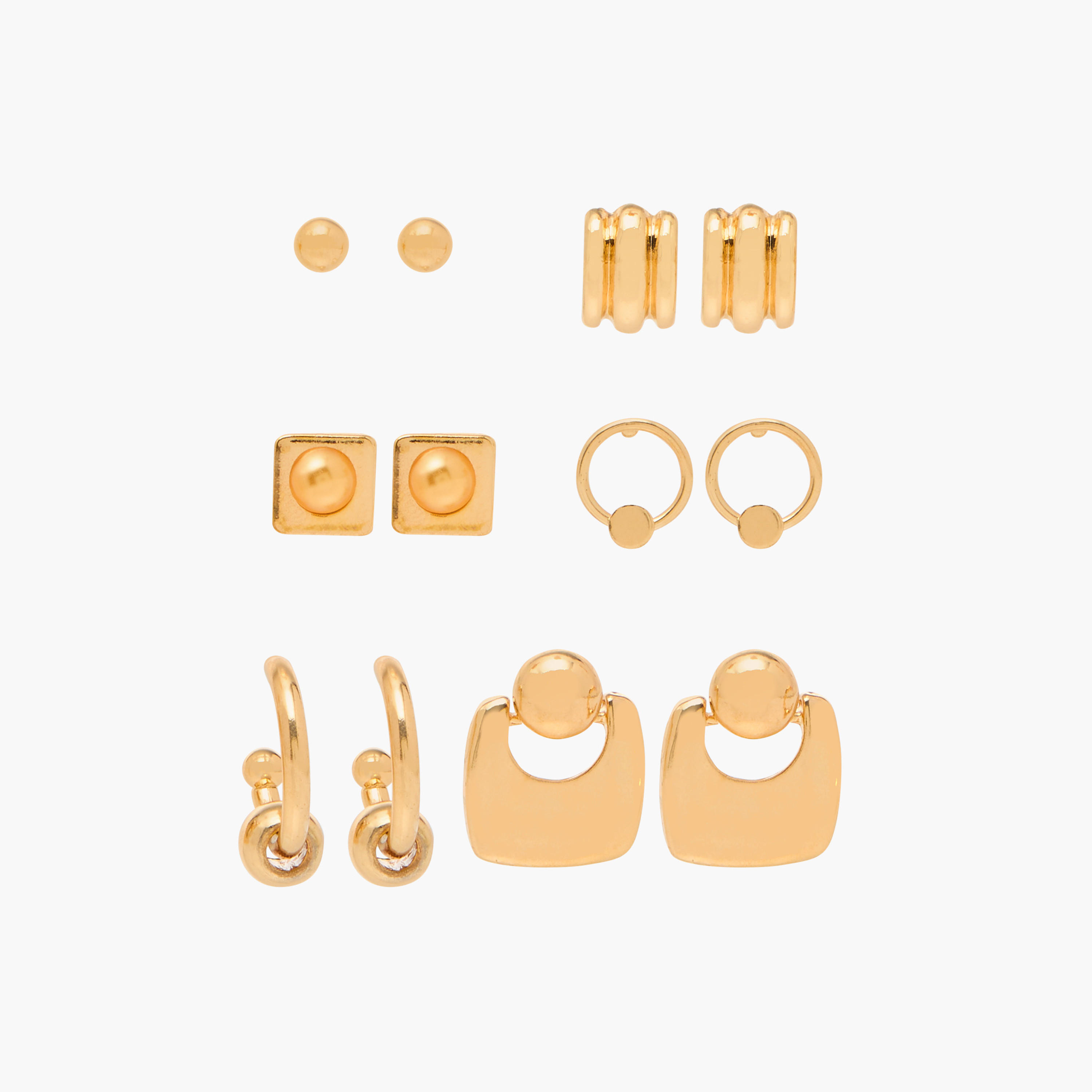 Assorted Metallic Earrings with Pushback Closure - Set of 6-women-watchesandjewellery-jewellery-earrings-image-1