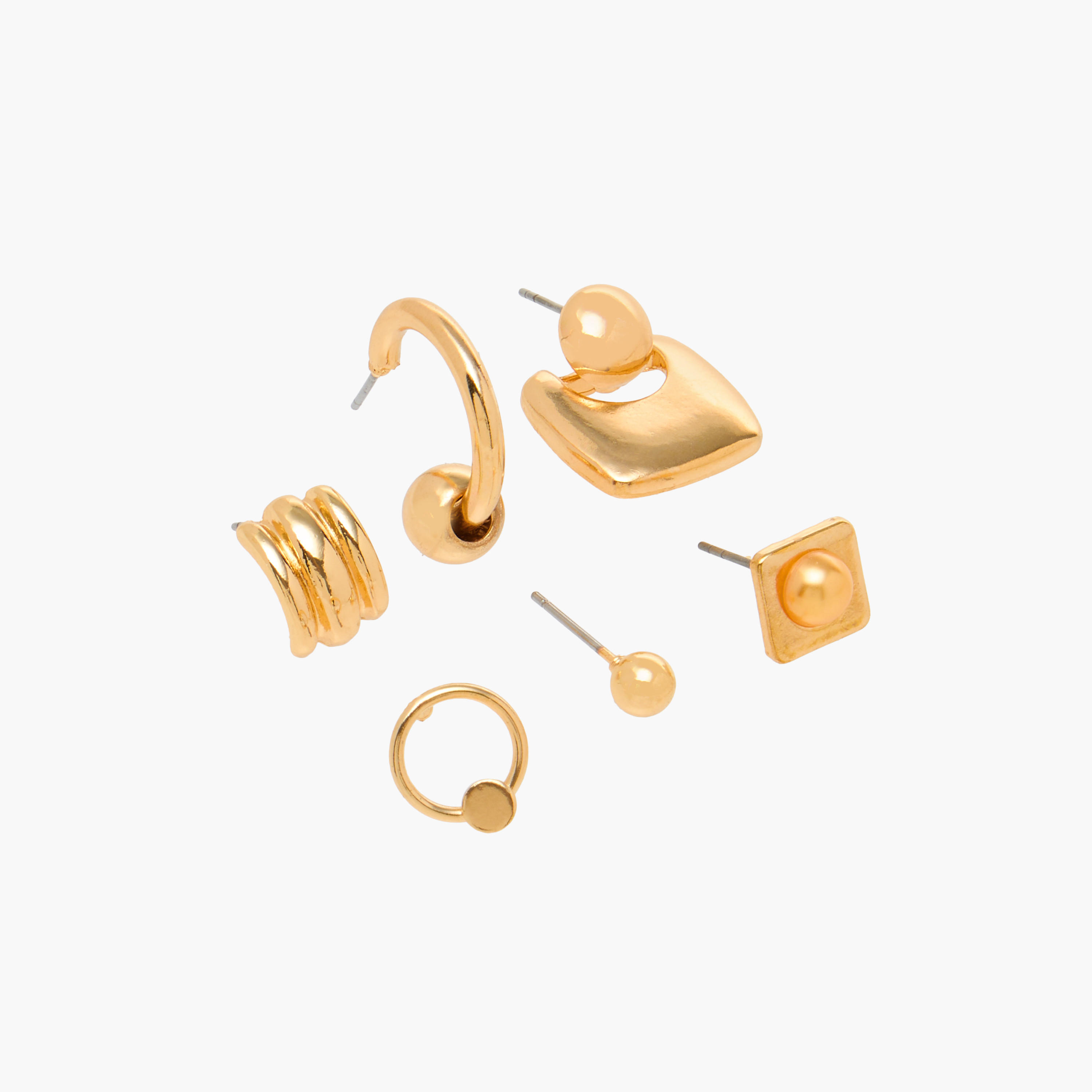 Assorted Metallic Earrings with Pushback Closure - Set of 6-women-watchesandjewellery-jewellery-earrings-image-2