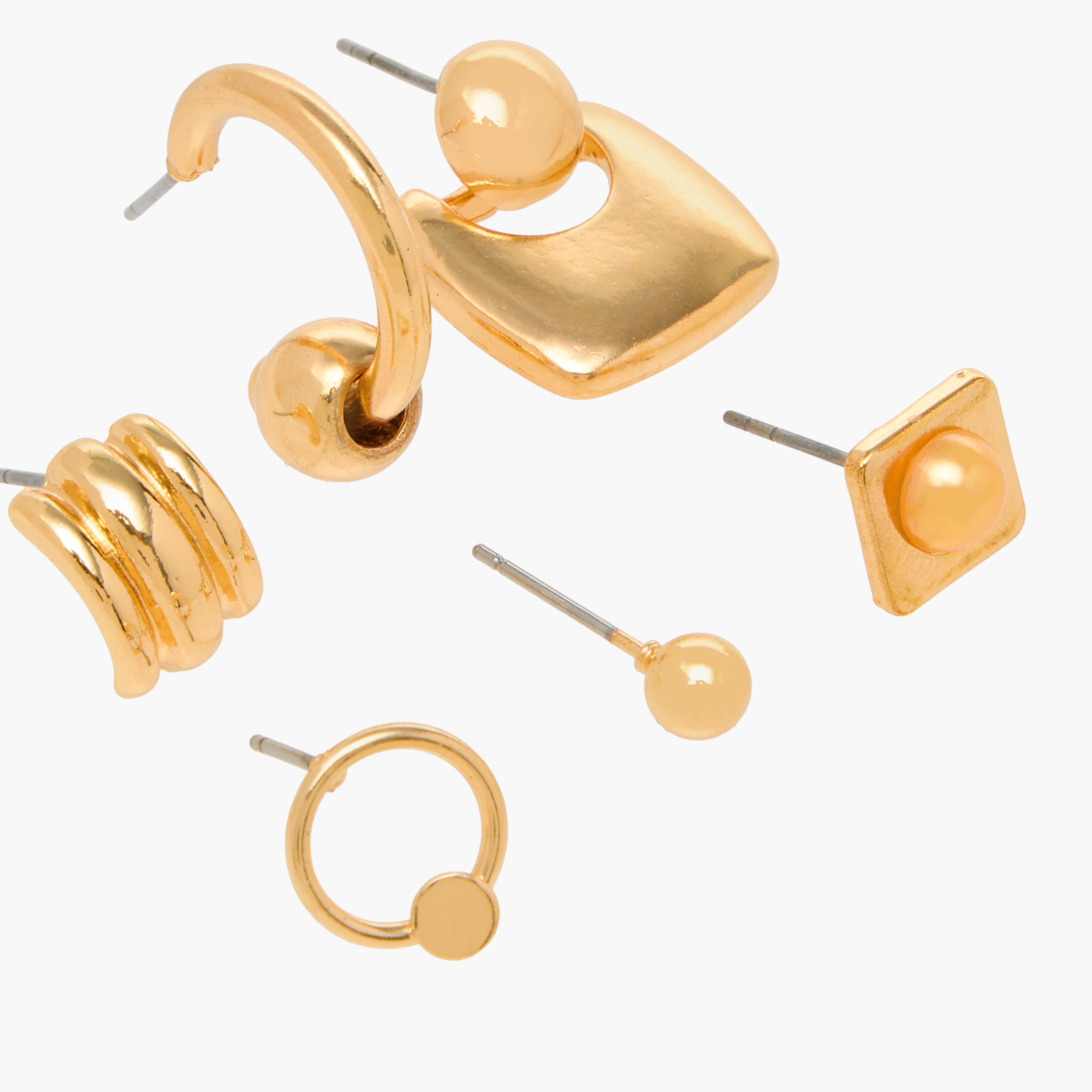 Assorted Metallic Earrings with Pushback Closure - Set of 6-women-watchesandjewellery-jewellery-earrings-image-3