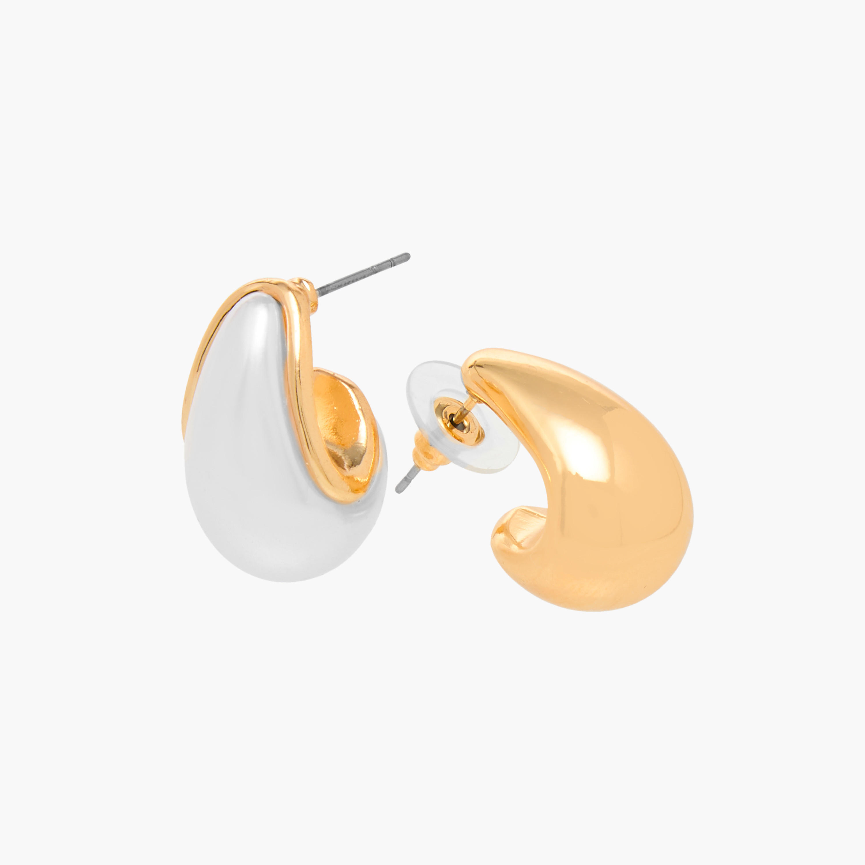 حلقان ميتاليك نصف طوق بمكبس إغلاق خلفي - طقم 3 أزواج-women-watchesandjewellery-jewellery-earrings-image-5