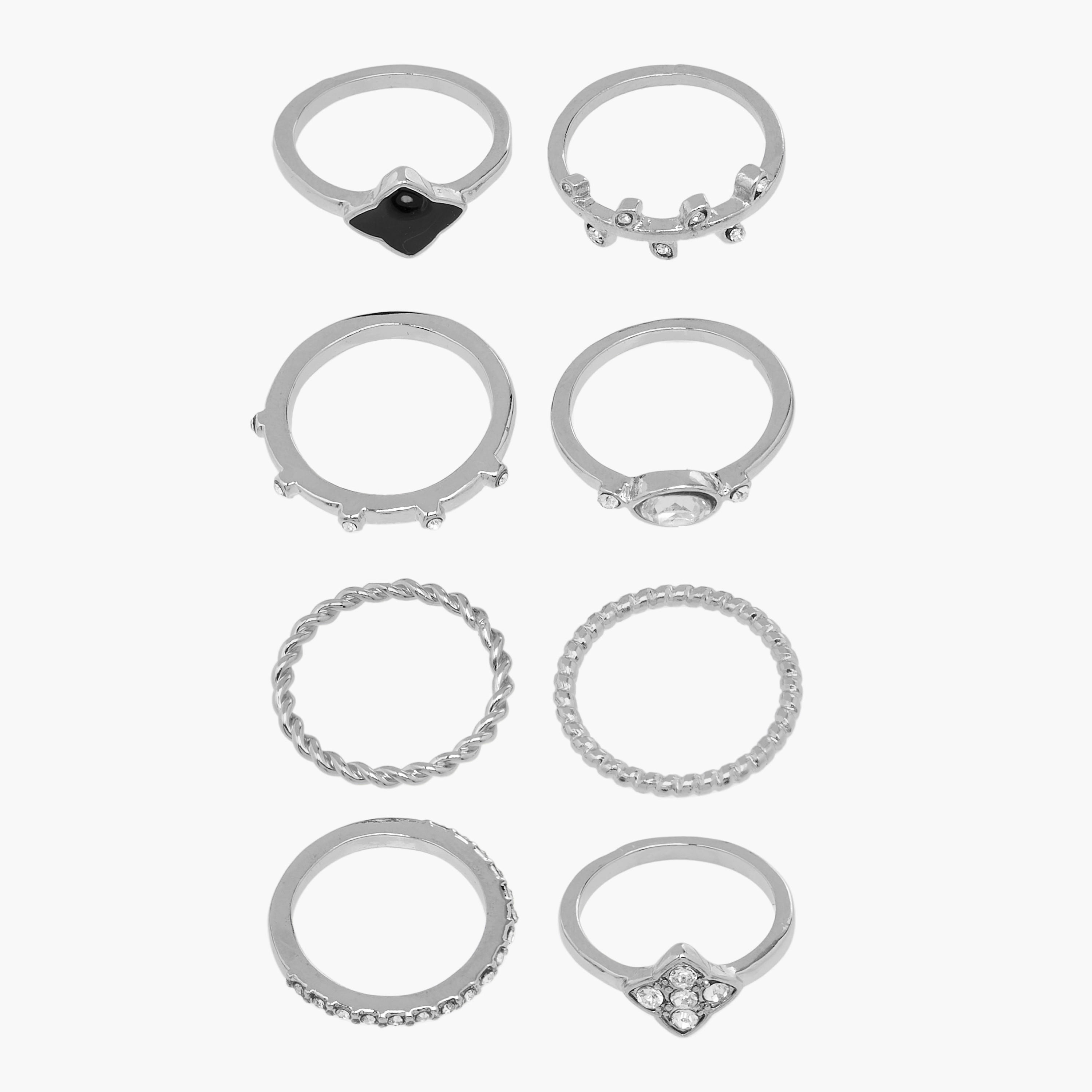 طقم خواتم مزينة 8 قطع - S-M-women-watchesandjewellery-jewellery-rings-image-1