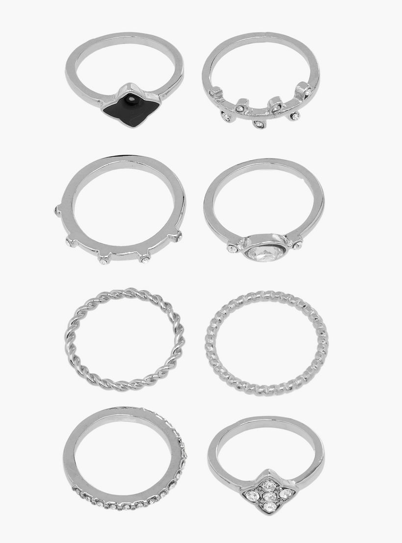 طقم خواتم مزينة 8 قطع - S-M-women-watchesandjewellery-jewellery-rings-image-1