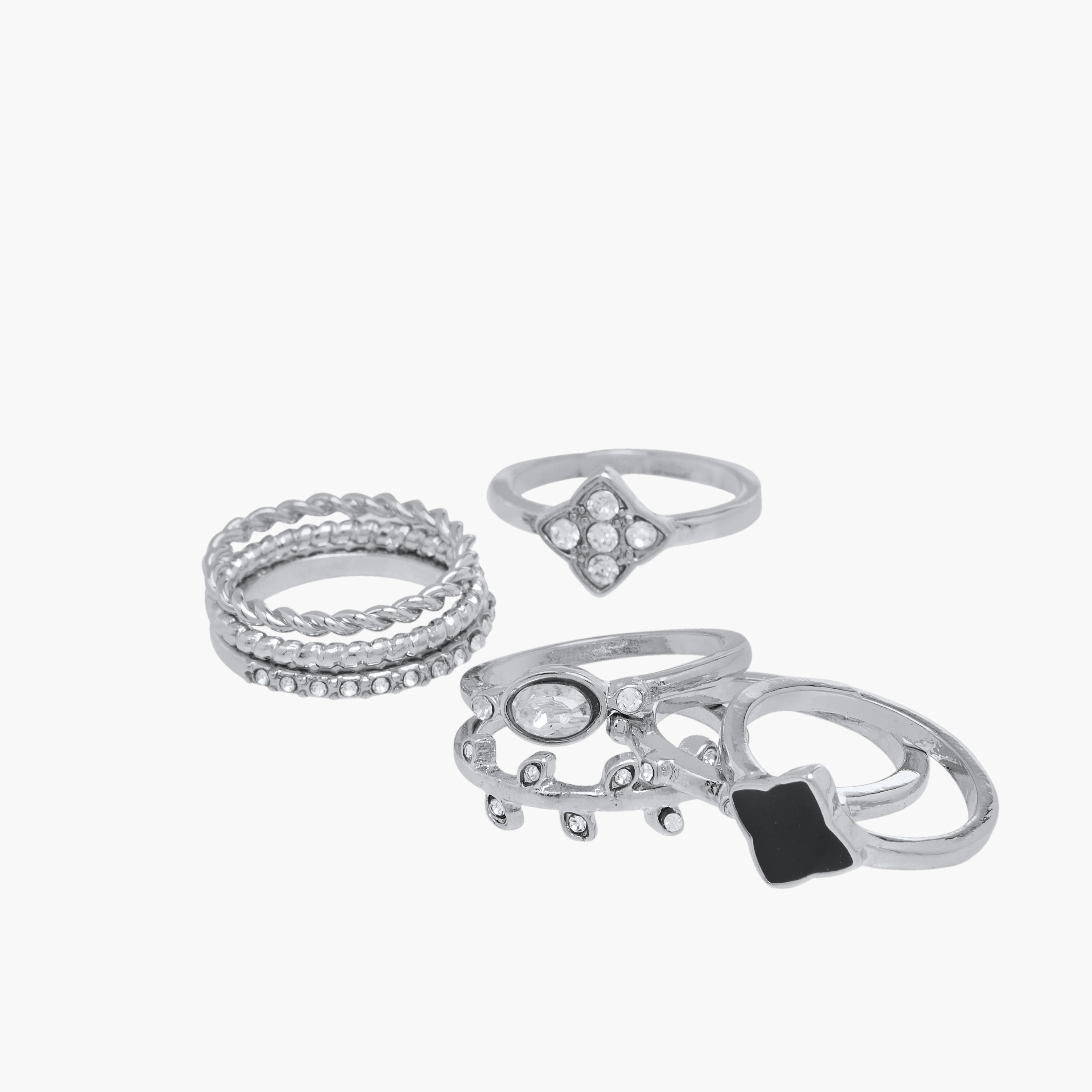 طقم خواتم مزينة 8 قطع - S-M-women-watchesandjewellery-jewellery-rings-image-2
